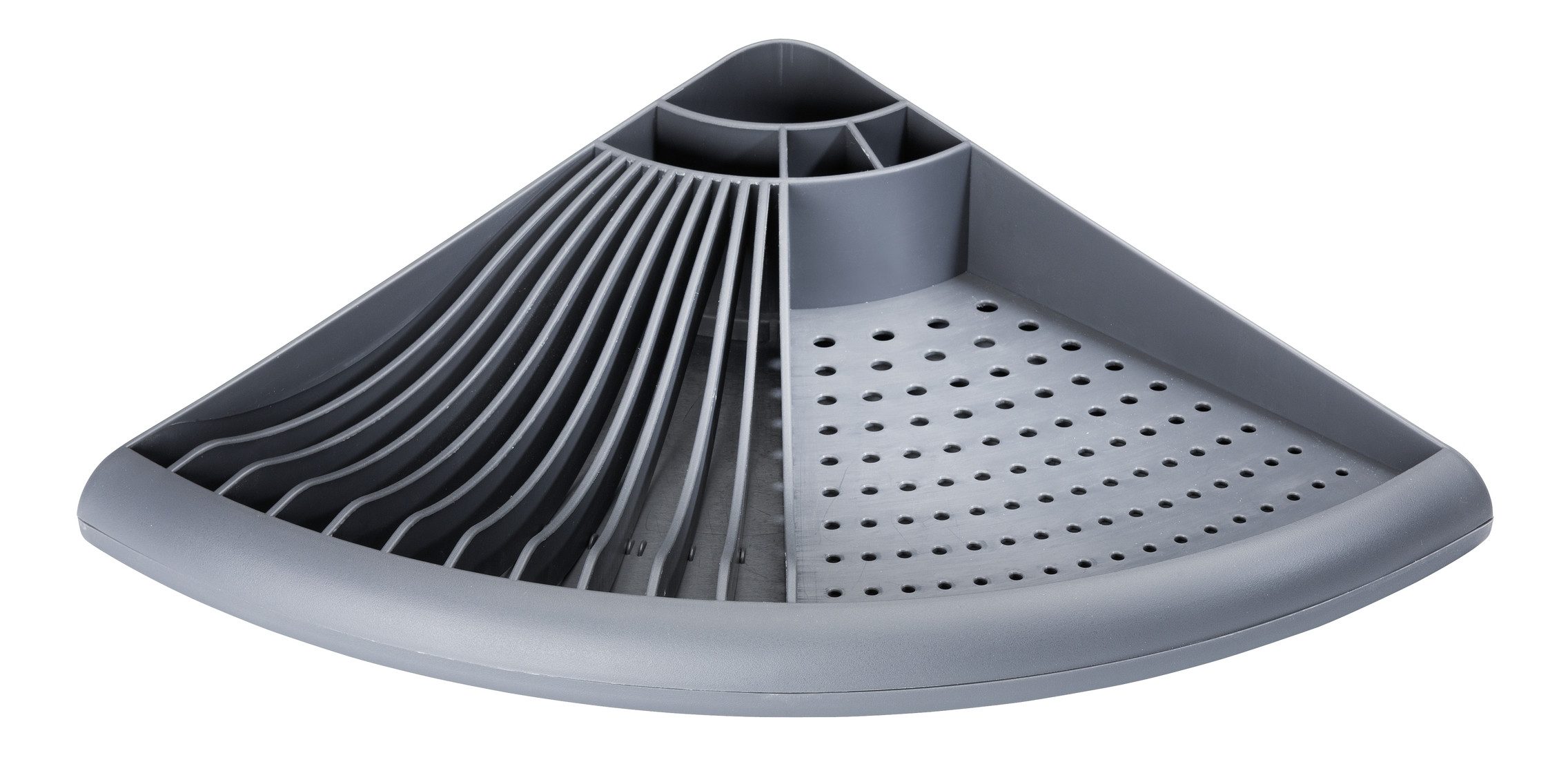WENKO Afdruiprek Model Cornio Afwasrek speciaal voor keukenohoeken, afneembare opvangbak (set, 2-delig)