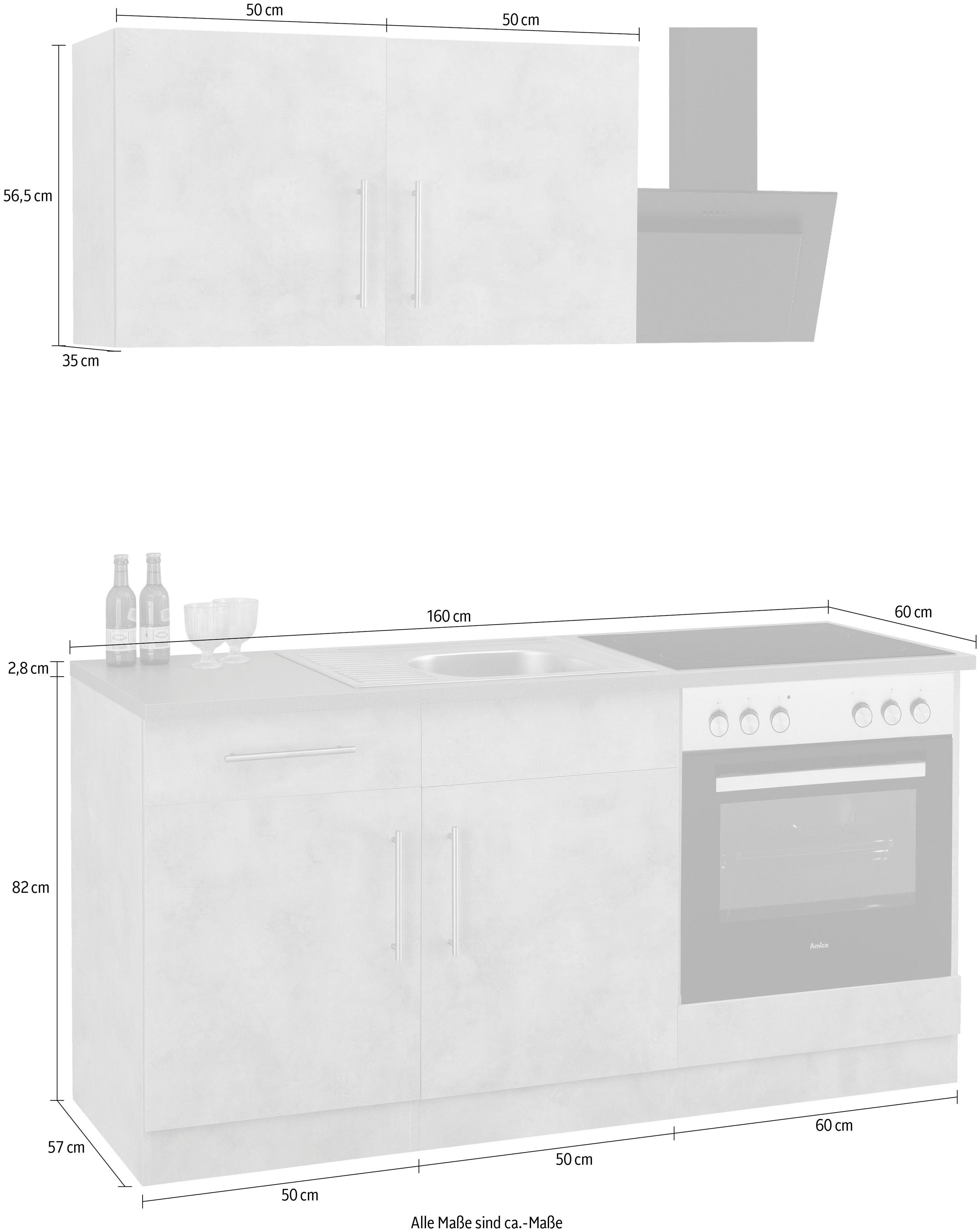 wiho Küchen Keuken Cali keuze met elektrische apparaten, breedte 160 cm