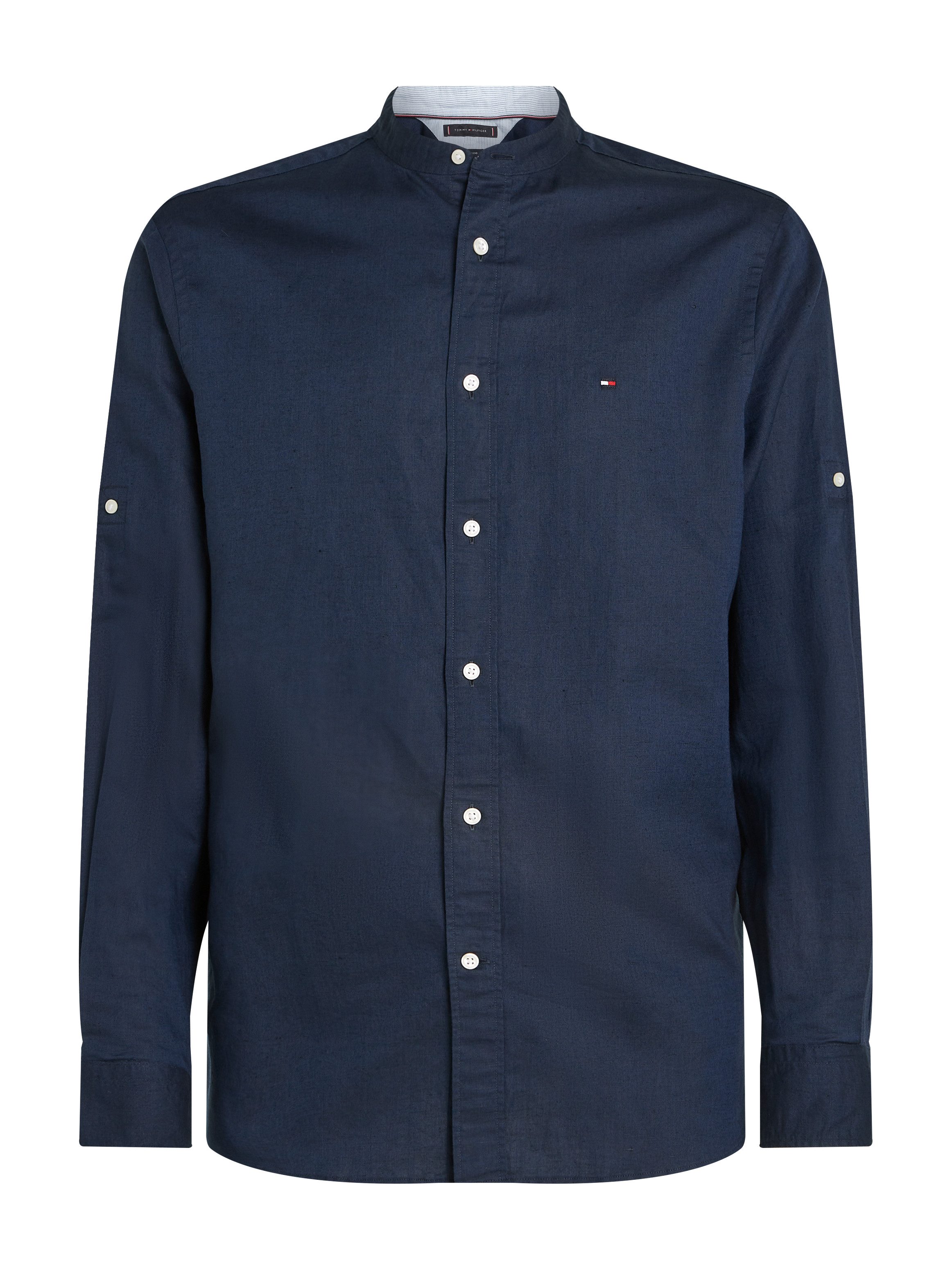 Tommy Hilfiger Overhemd met lange mouwen LINEN BLEND MAO COLLAR SHIRT