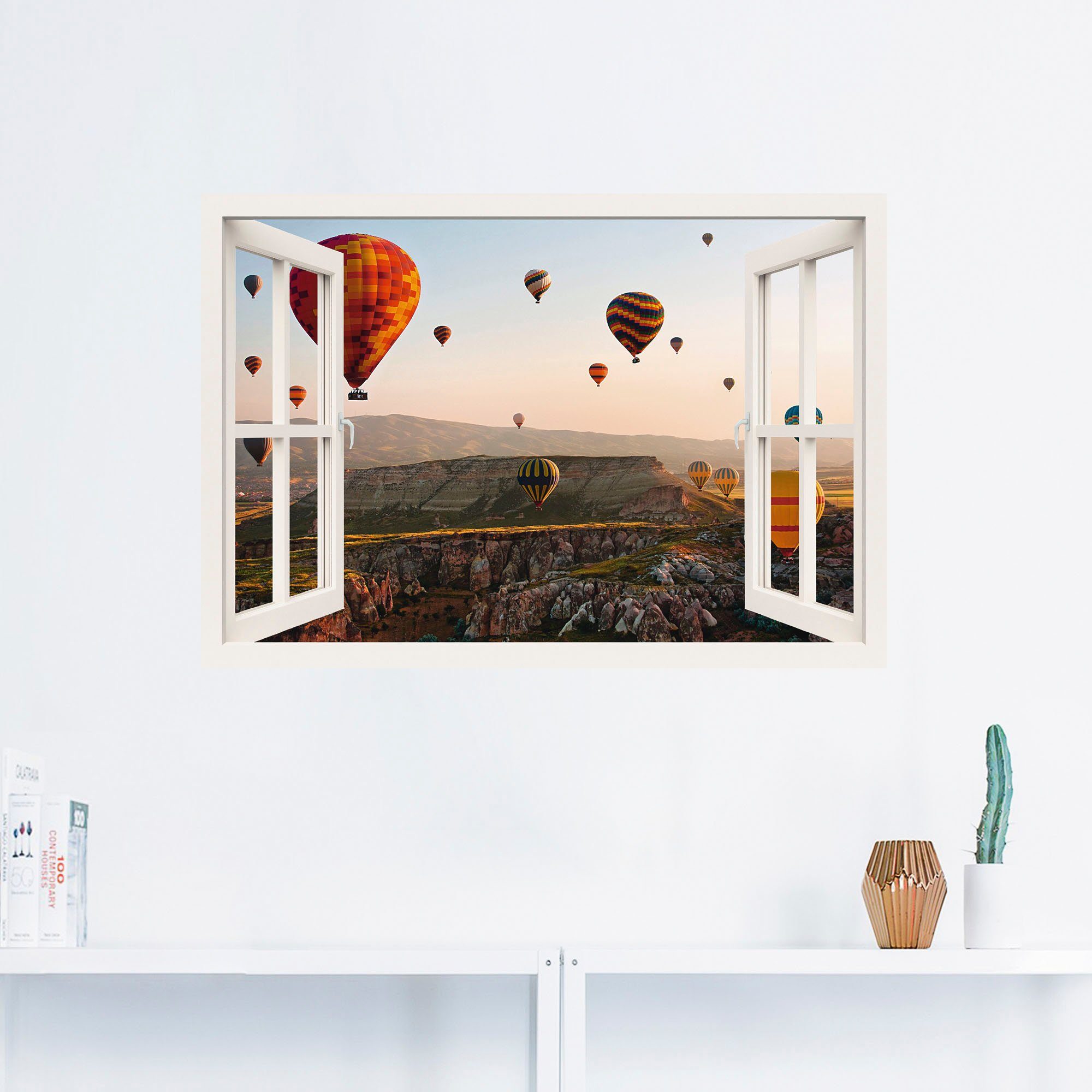 Artland Artprint Blik uit het venster Cappadocië ballonvaart als poster, muursticker in verschillende maten