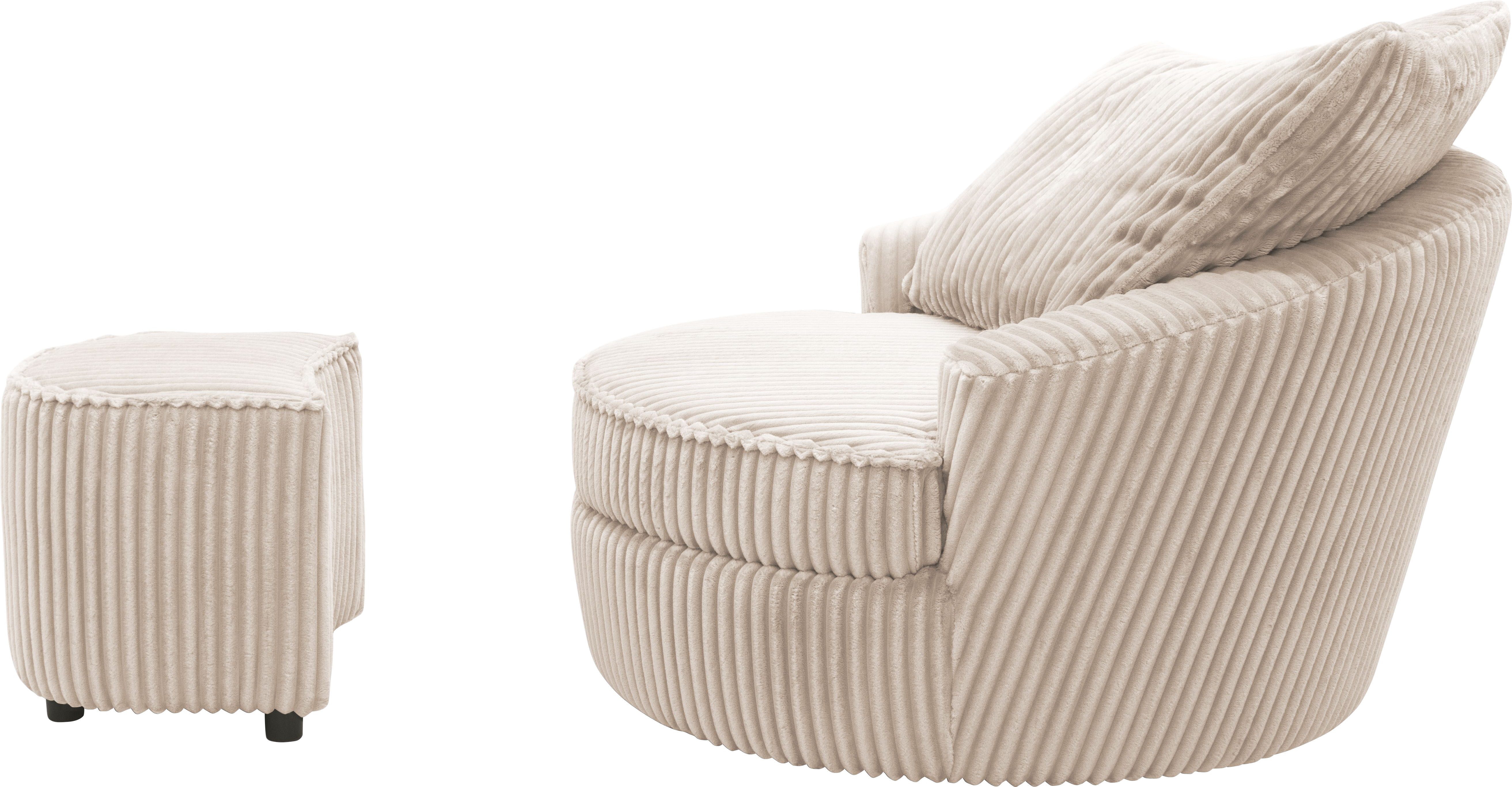 INOSIGN Draaibare fauteuil AMECA, relaxstoel met draaifunctie en poef, 122 x 126 x 76 cm (set, 2 stuks)