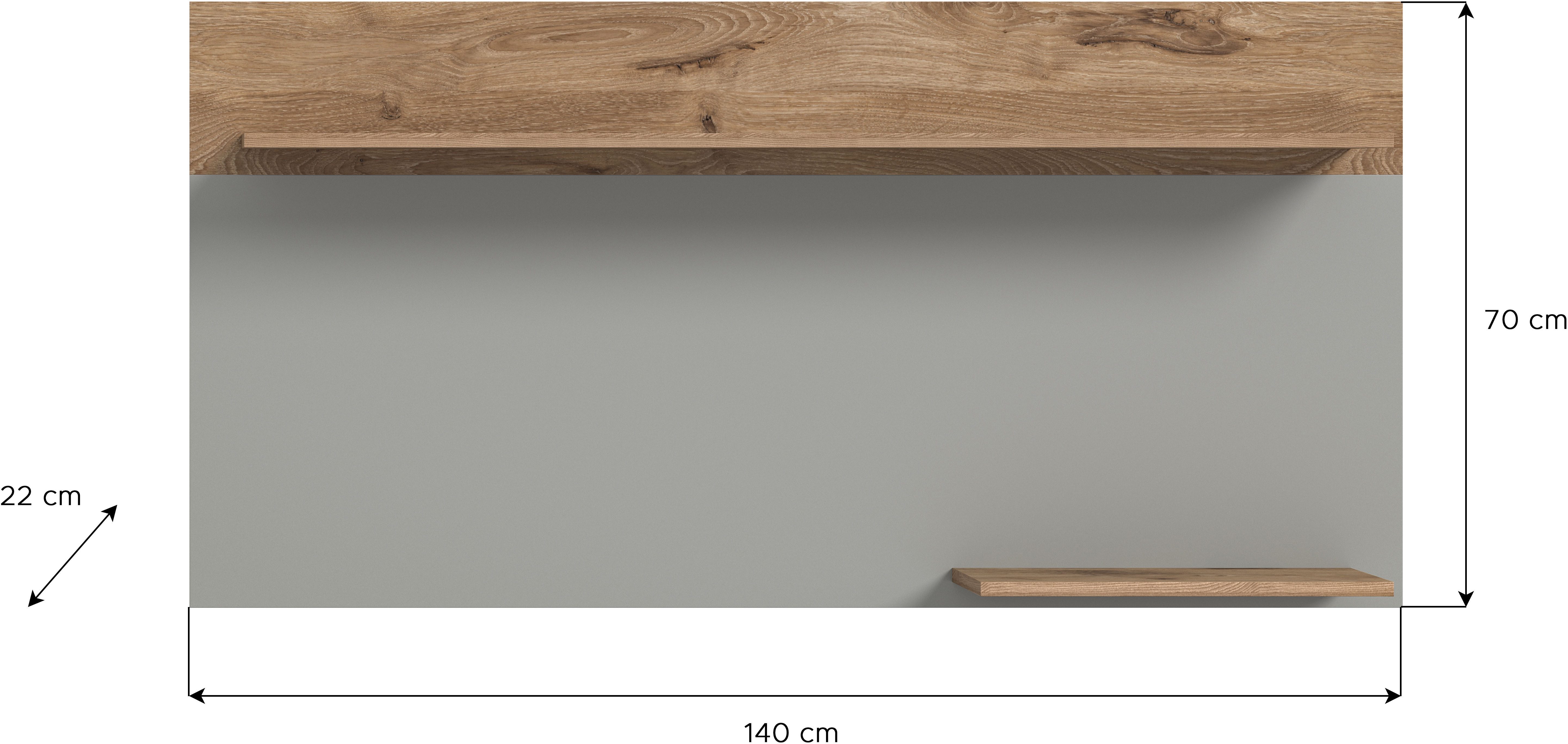 INOSIGN Wandrek Spezia, Breedte 140cm, in Lichtgrijs, 2 legplanken