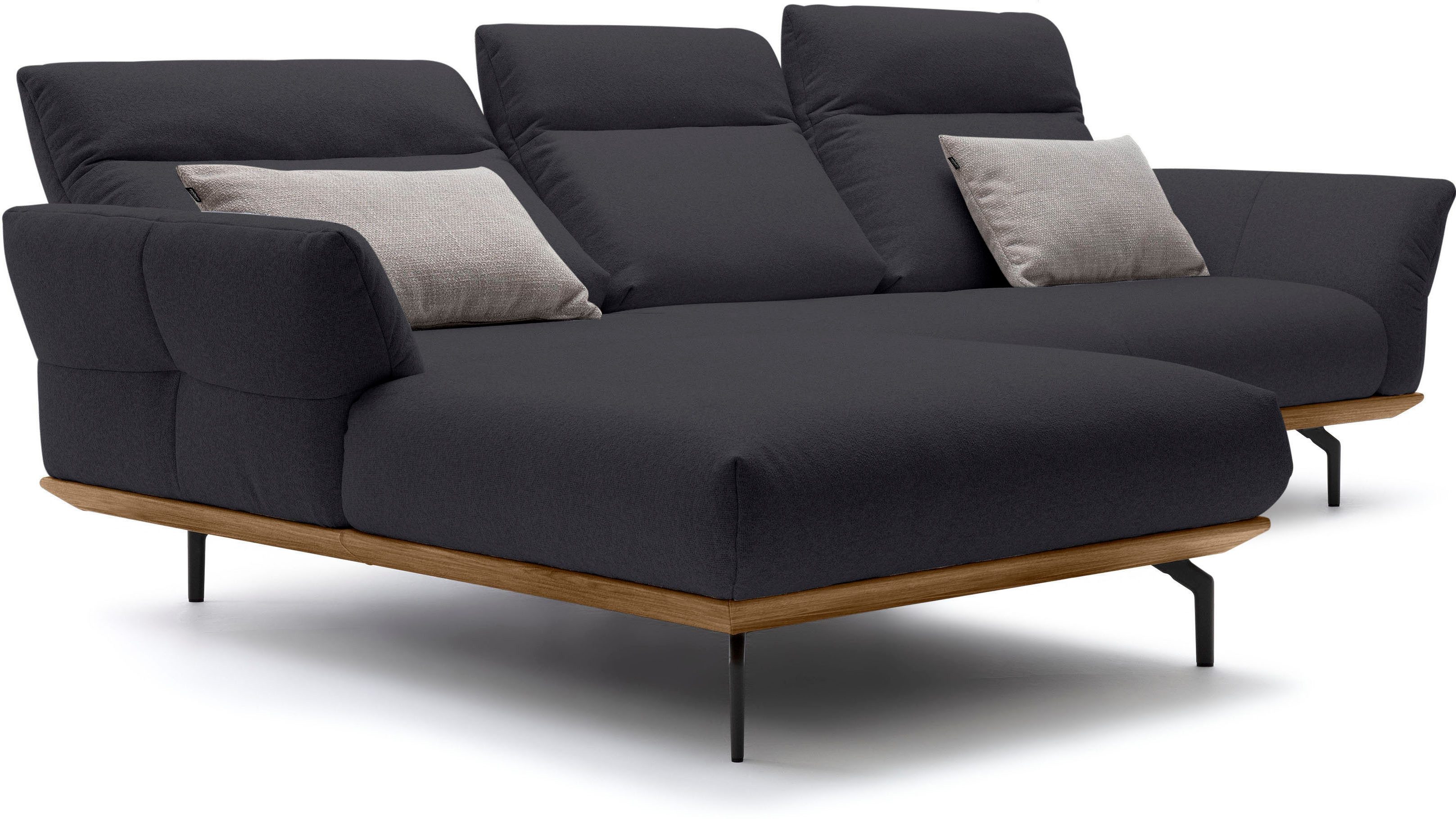 Creation BY ROLF BENZ Hoekbank Hs.460 Sokkel in walnotenhout, onderstel in umbra grijs, breedte 298 cm