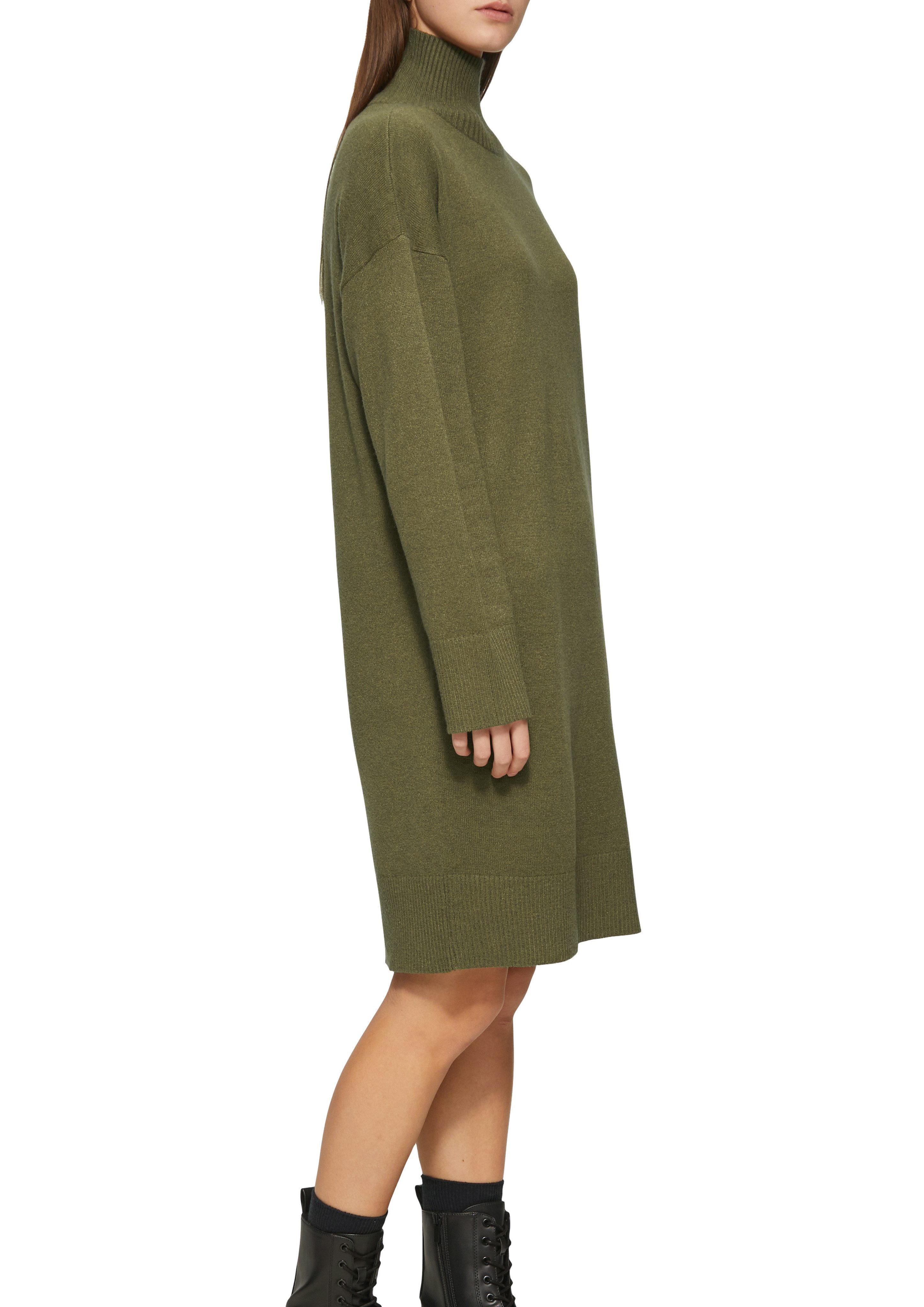 Q/S designed by Gebreide jurk met geribde, staande kraag dames gebreide jurken maat L groen