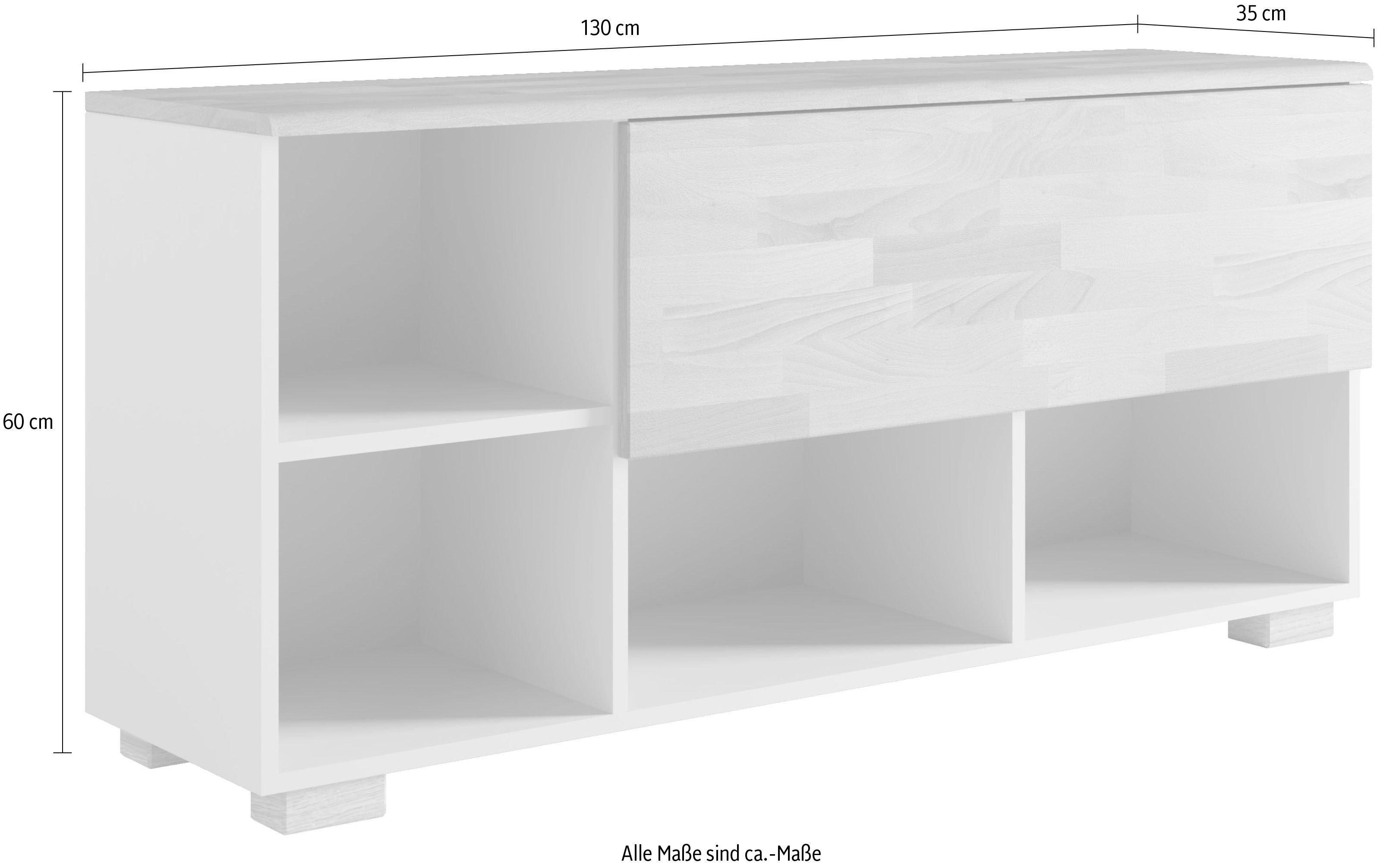 Home affaire Tv-meubel Citra deels massief Hoogte 45 cm, moderne greeploze uitstraling met push-to-open functie