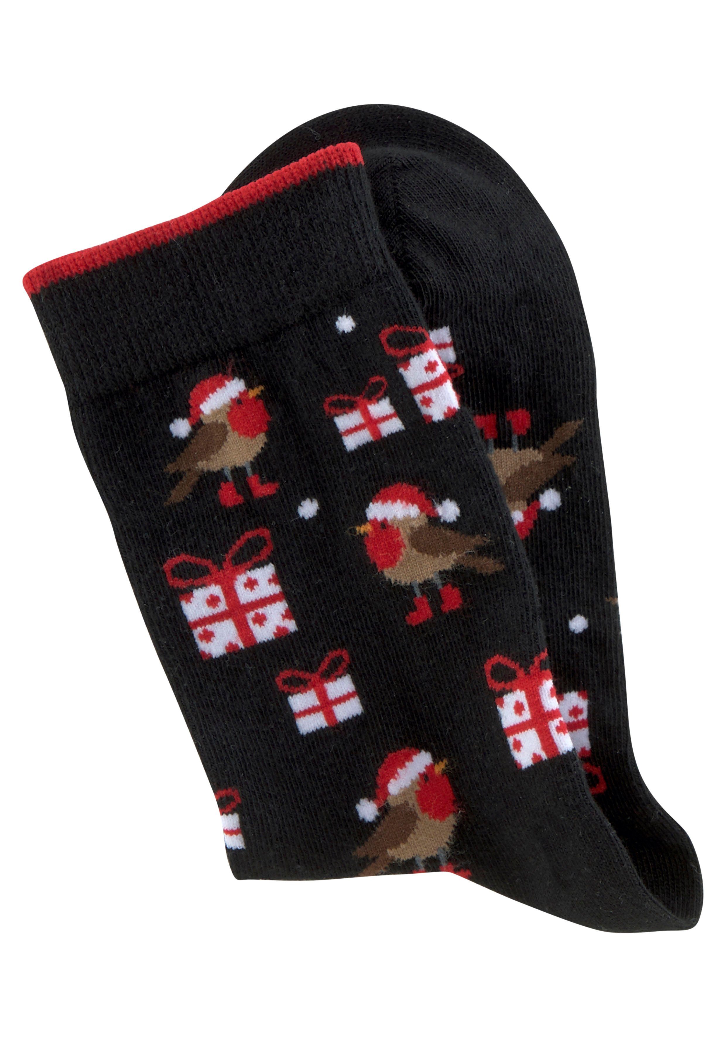 H.I.S Sokken met leuke kerstmotieven (set, 3 paar)
