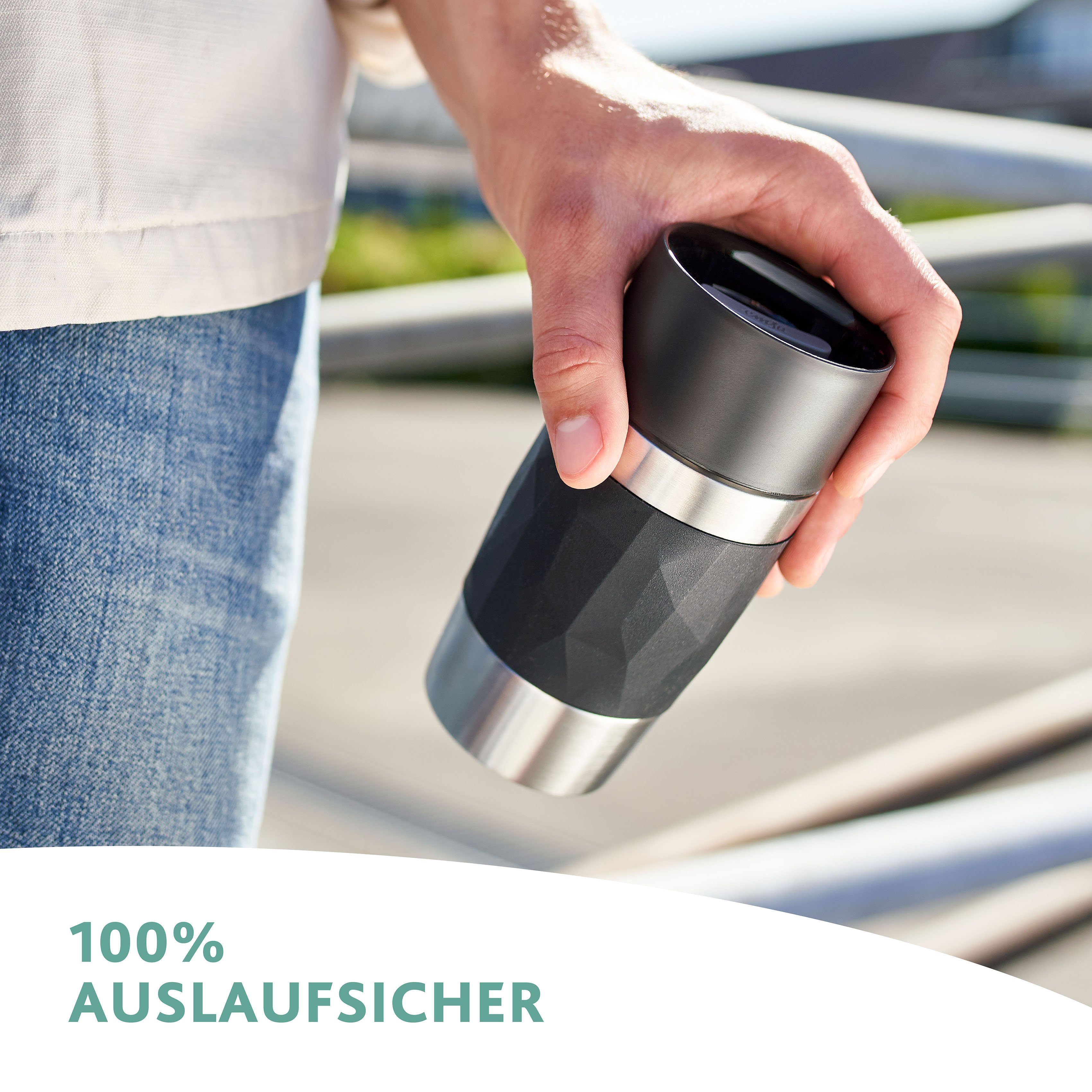 Emsa Thermosbeker Travel Mug Compact 0,3l, roestvrij staal, 3u warm/6u koud, 360° drinkopening, vaatwasmachinebestendig