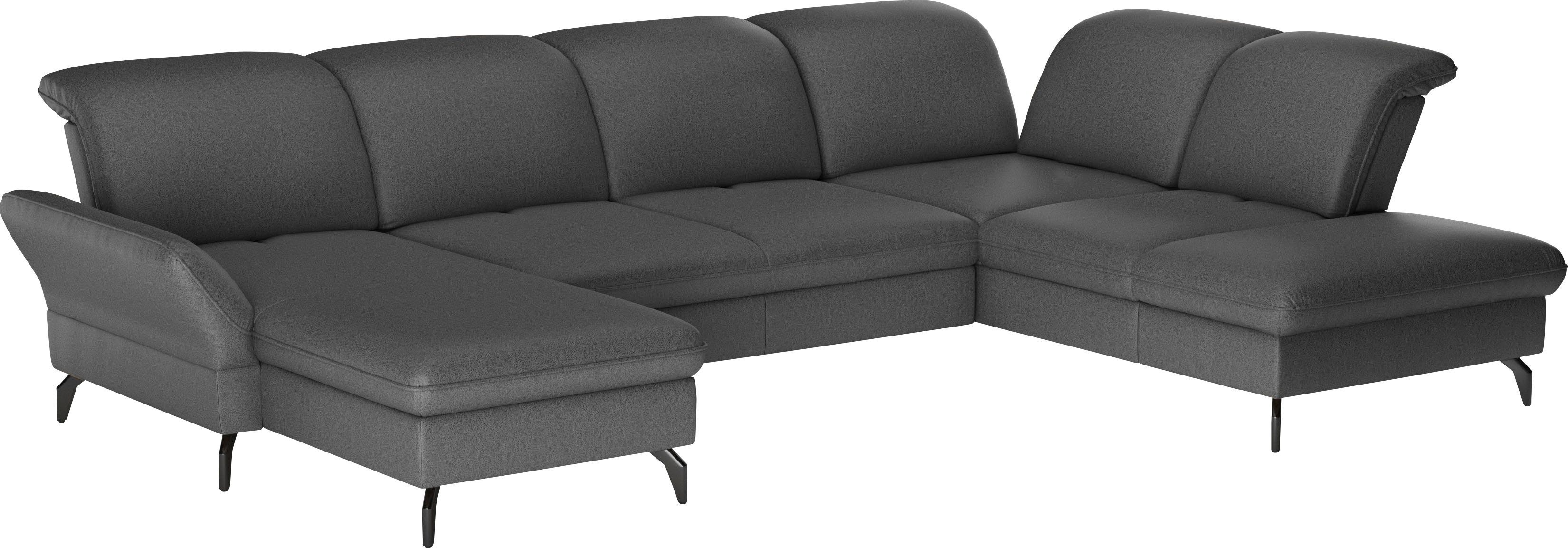 sit&more Zithoek Leandro U-vorm Naar keuze met bed, hoofdbord en armleuningfunctie, en bedkist