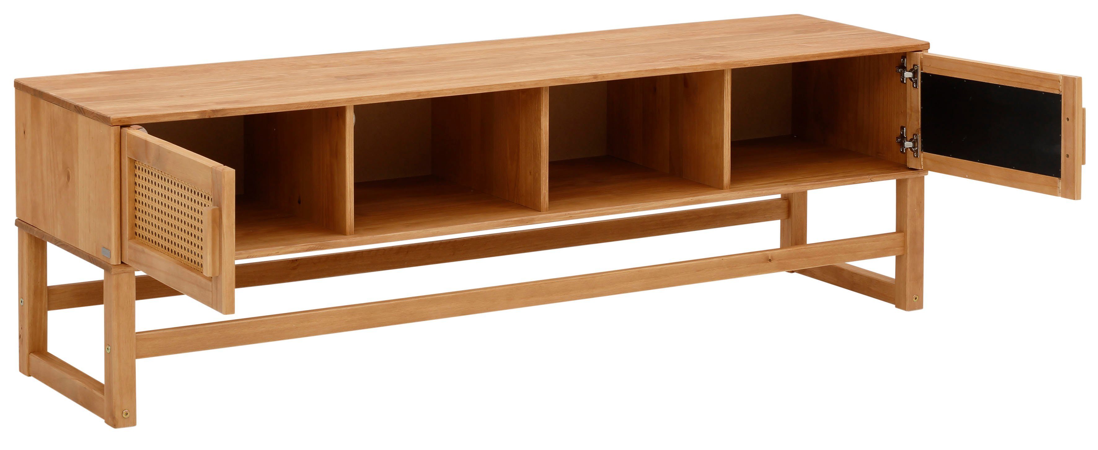 Home affaire Tv-meubel Linz Commode met rotan vlechtwerk op de deurfronten, van massief hout