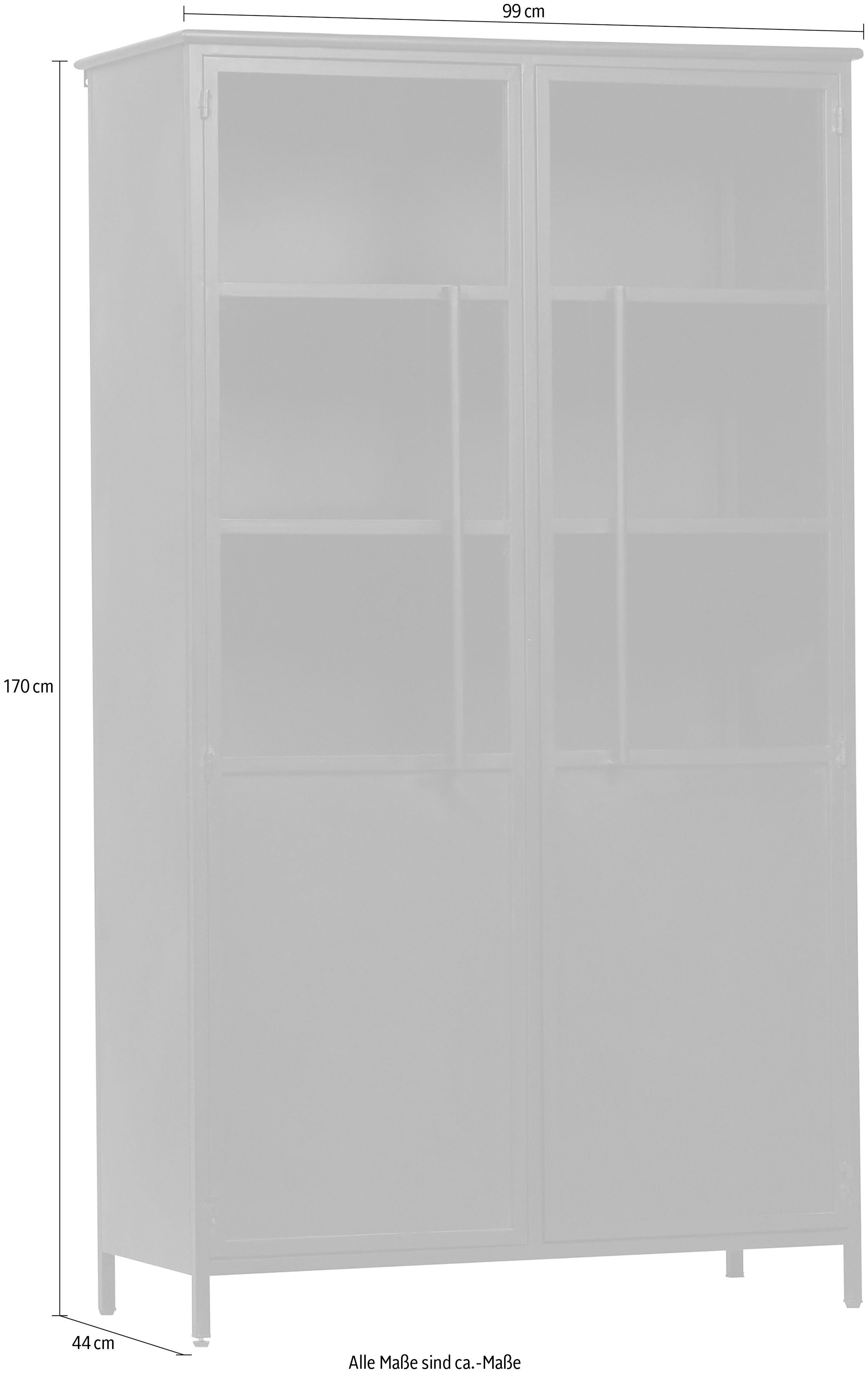 WOOOD Vitrinekast Exhibit met glazen deuren en veel opbergruimte, h 170 cm x b 99 cm