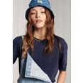 superdry t-shirt emb sleeve tee met kleine borduursels blauw