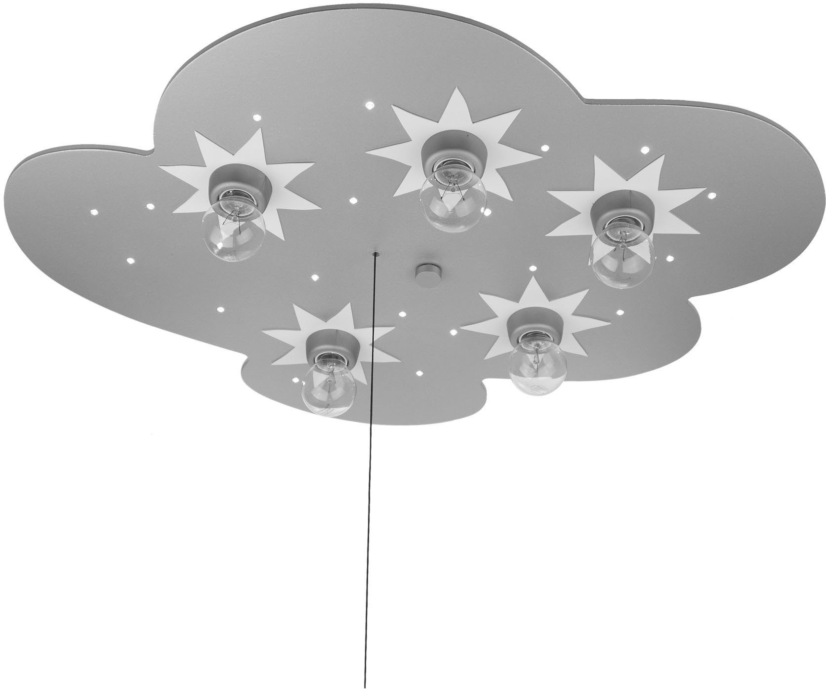 niermann Plafondlamp Wolk titanium Plafondlamp wolk, titanium met sterretjes (1 stuk)