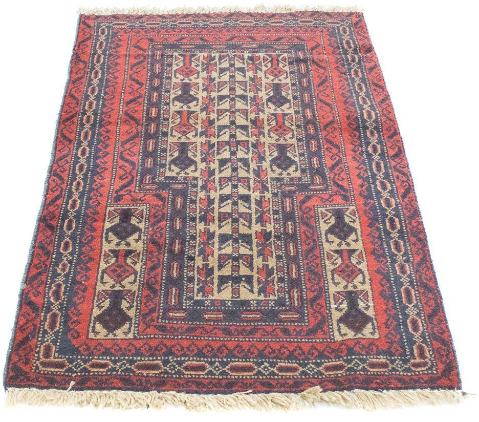 morgenland Wollen kleed Belutsch vloerkleed met de hand geknoopt rood handgeknoopt