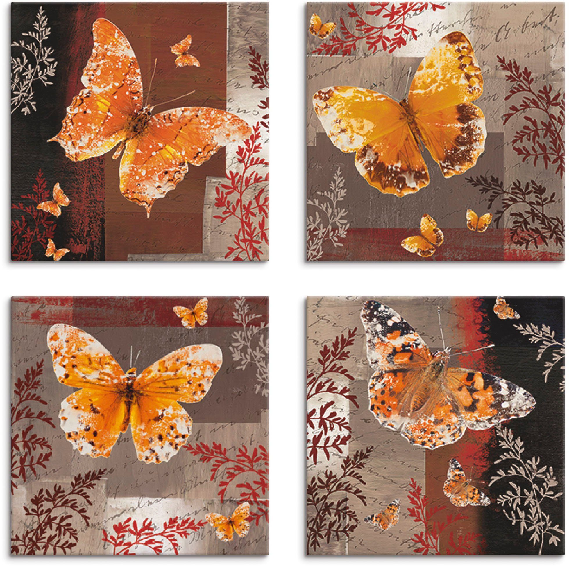 Artland Artprint op linnen Vlinder 1-4 (4 stuks)