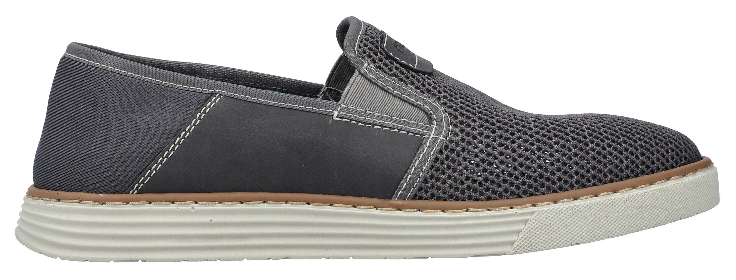 Rieker Instappers Espadrilles, zomerschoen met contrasterende decoratieve stiksels