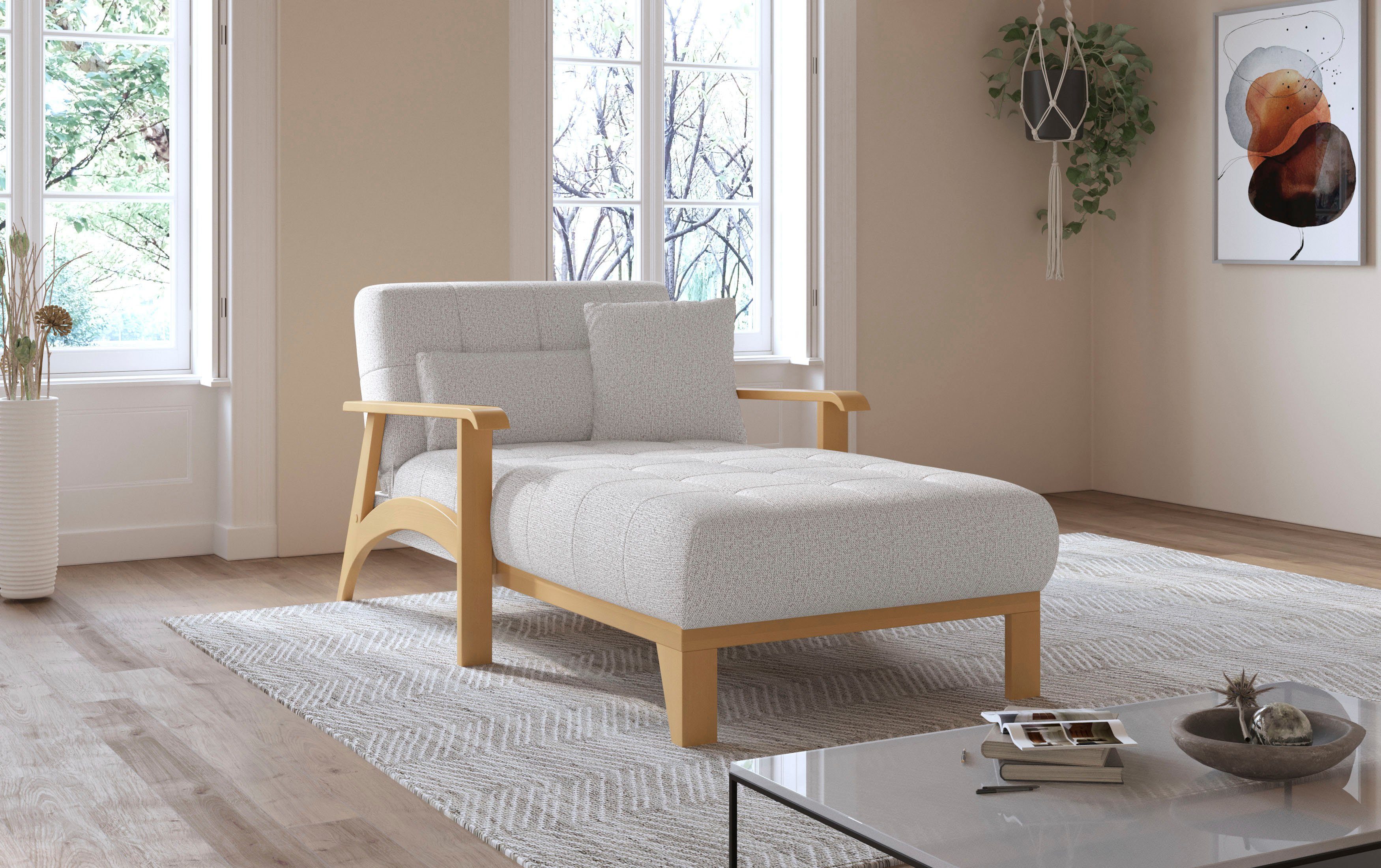 sit&more Récamier Billund Armleuningen van eikenkleurig beukenhout, verschillende bekledingen en kleuren