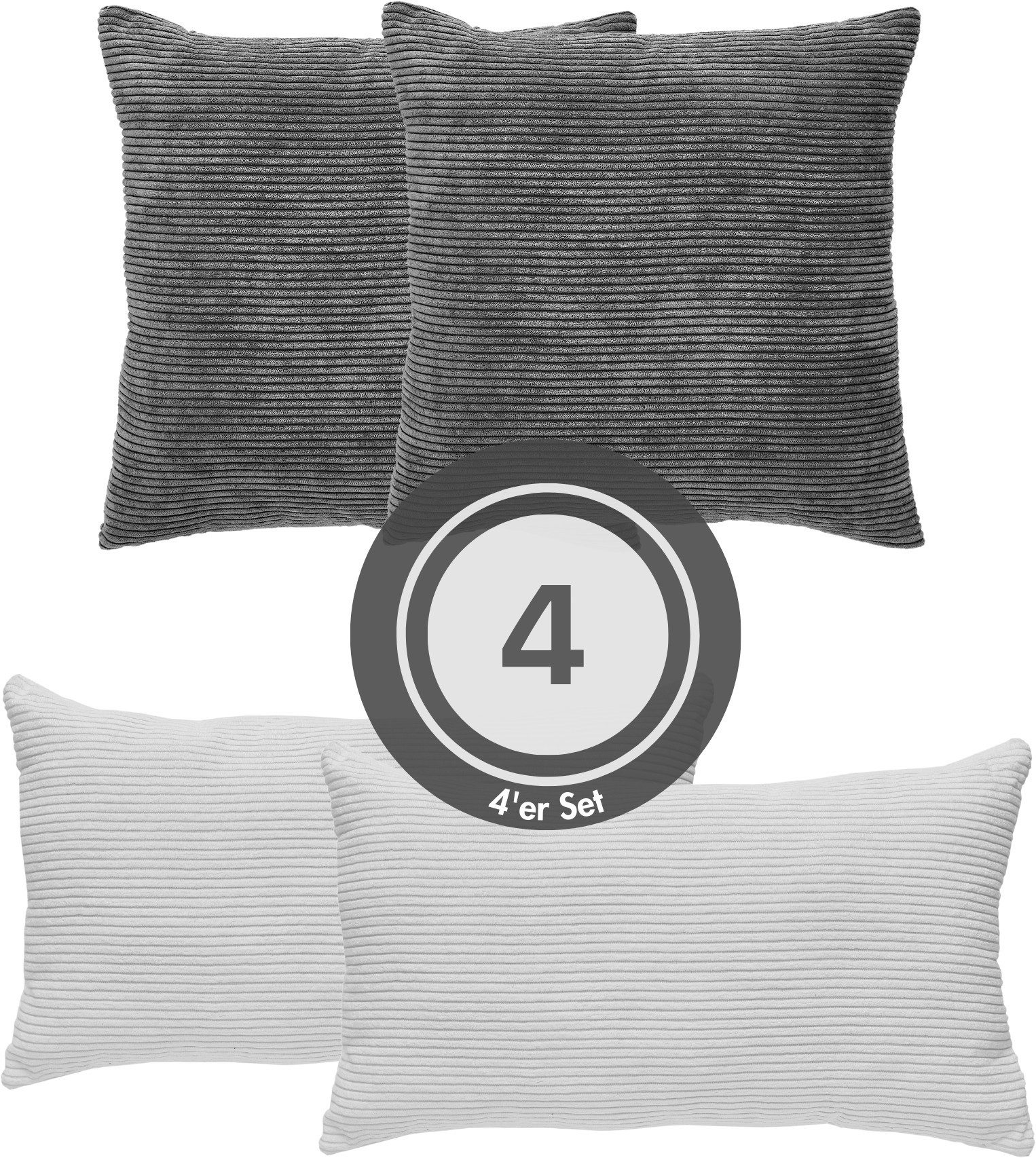 Andiamo Sierkussen Cord kussen Emy, 4-delig set, kussenhoes met vulling