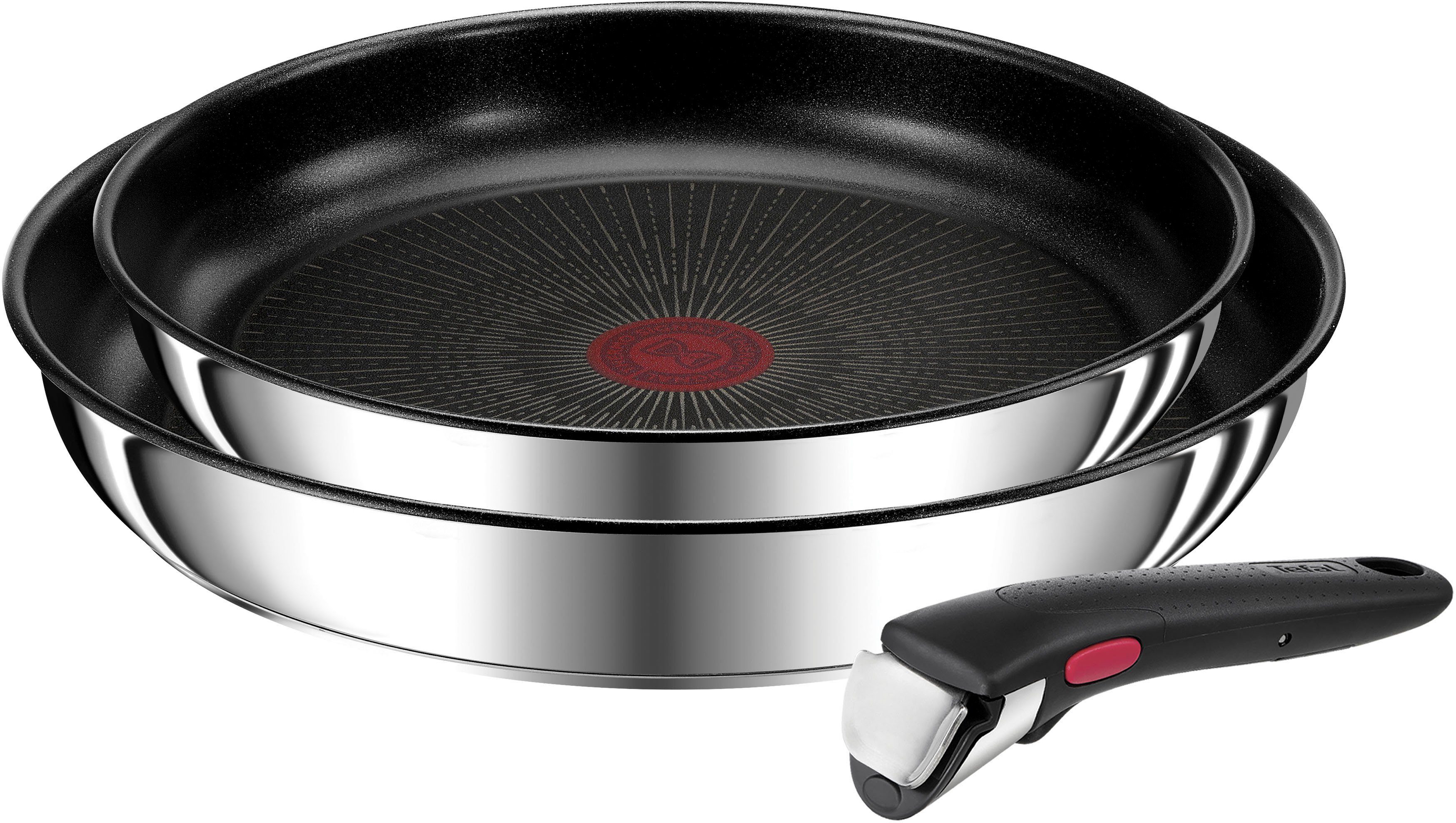 Tefal Pannenset Ingenio Preference opvouwbaar, anti-aanbakcoating, inductie, gemaakt in frankrijk, compact (set, 3-delig) pannensets zilver(kleur)