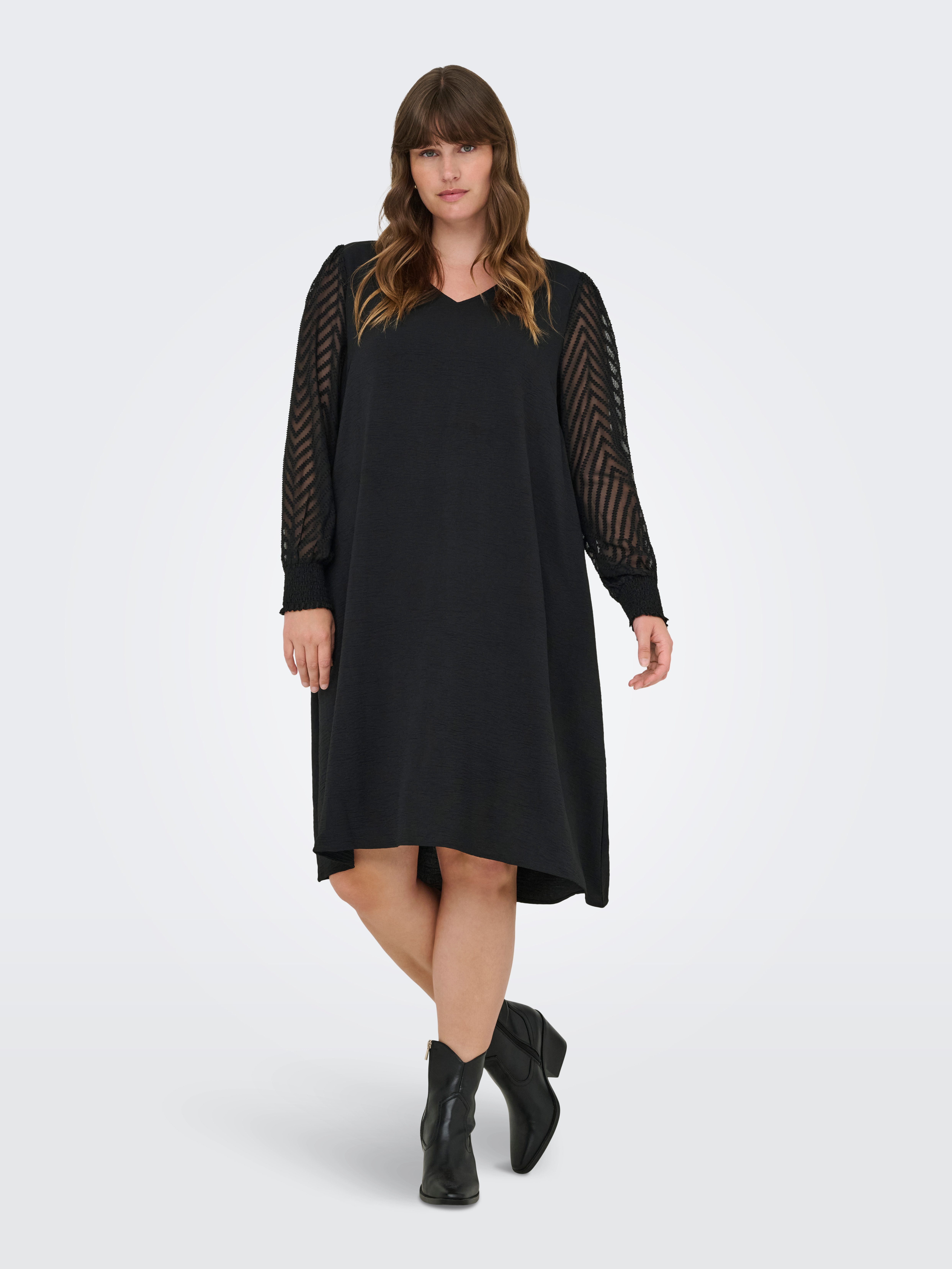 ONLY CARMAKOMA Midi-jurk CARMETTA LIFE LS KNEE DRESS WVN