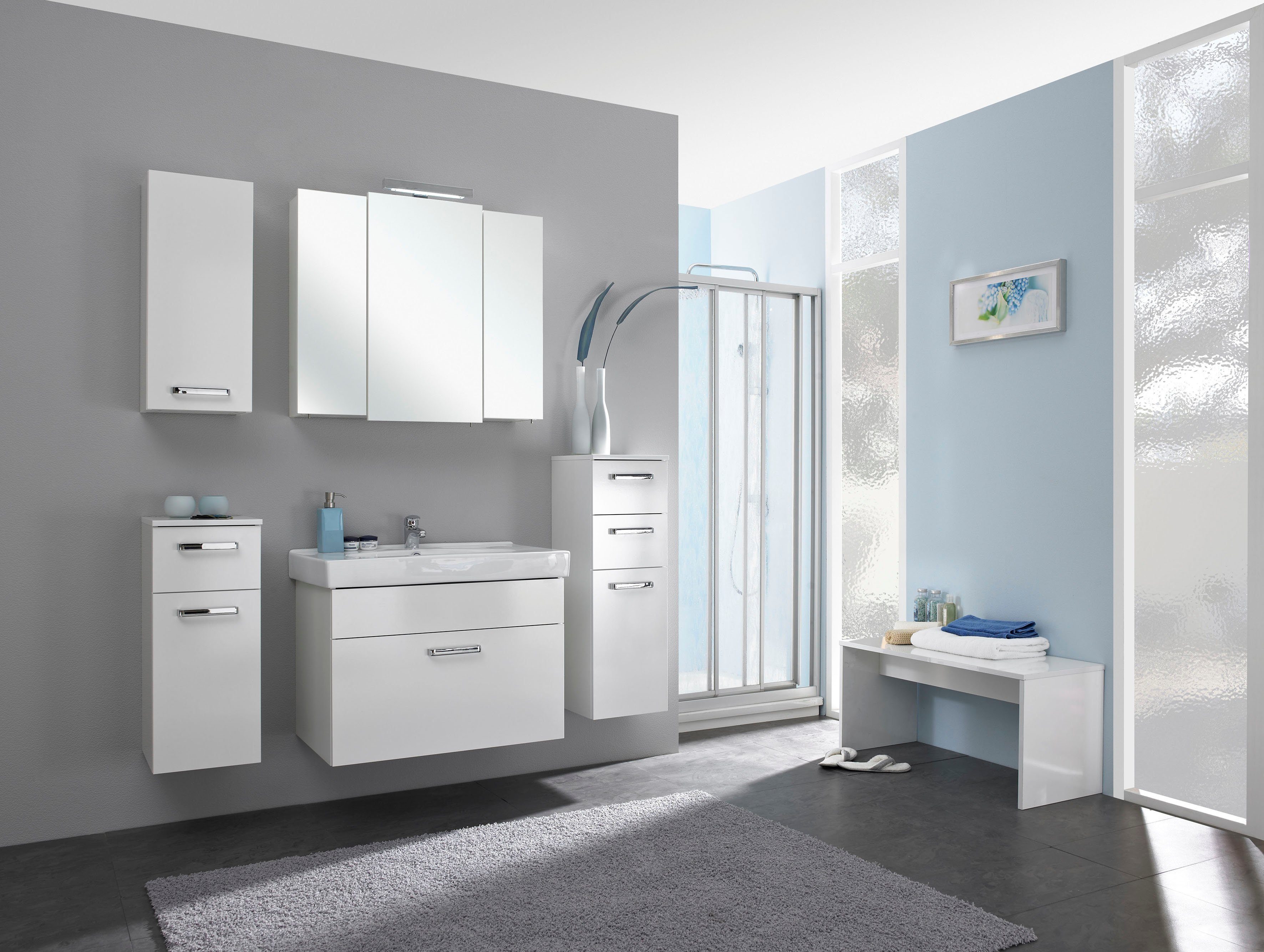 Saphir Onderkast Quickset badkamerkast met 1 deur, 1 lade, 30 cm breed Badkamer-onderkast inclusief deurdemper, grepen in glanzend chroom
