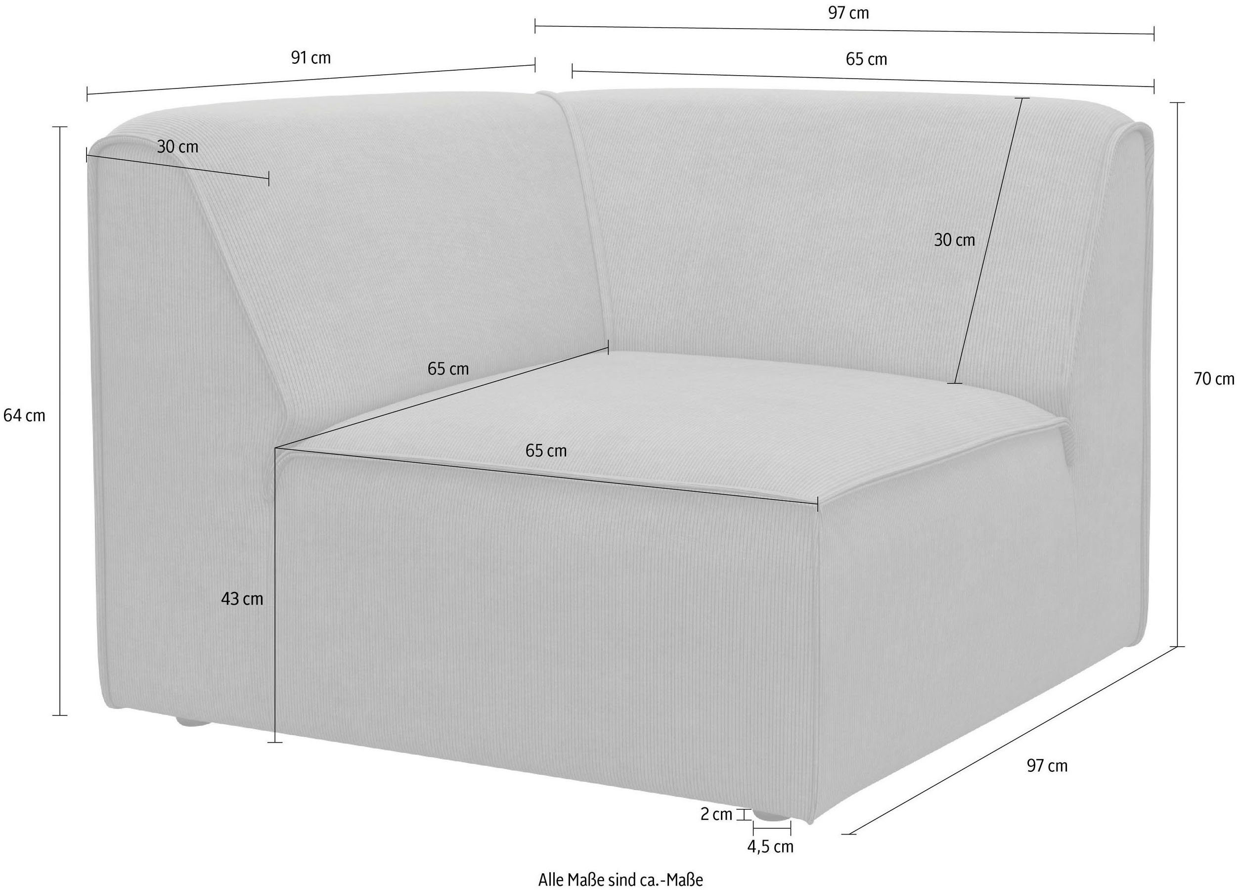 RAUM.ID Bank-hoekelement Merid, sofa-element, afmetingen B/D/H: 97/97/46 cm als module of apart te gebruiken, voor individuele samenstelling
