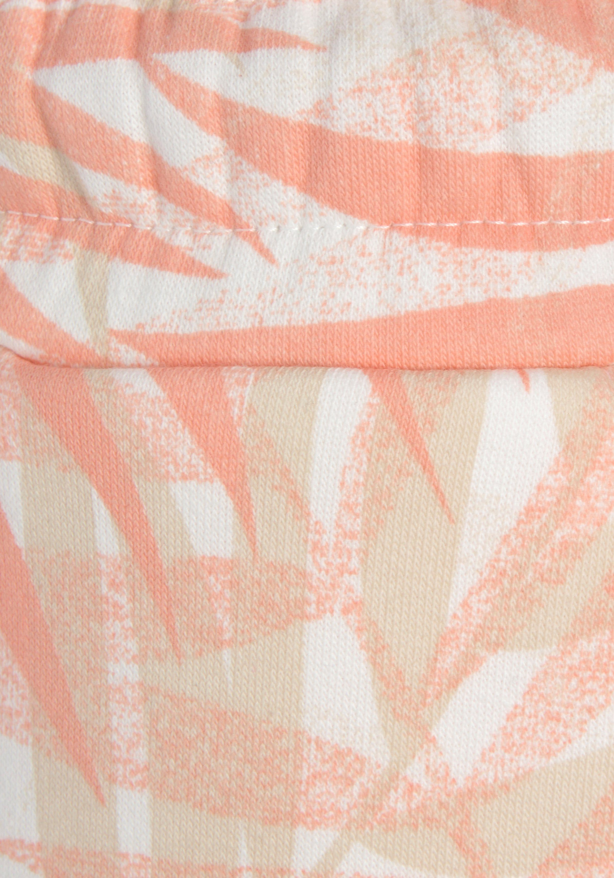 Lascana Sweatshort -lounge shorts Loungebroek met mooie allover-bladerenprint, loungewear (1-delig)