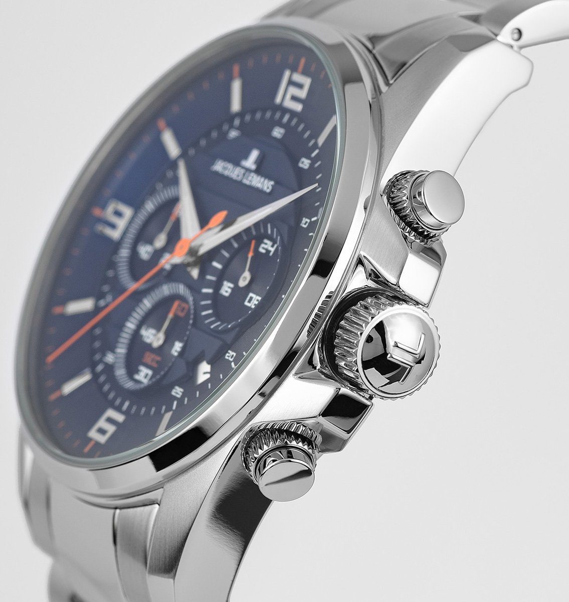 Jacques Lemans Chronograaf Liverpool Quartz horloge, armbandhorloge, herenhorloge, tot 10 bar waterdicht, siliconen band