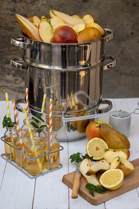Elo Pannenset voor het voorzichtig persen van groenten en fruit, inductie (set, 5-delig)