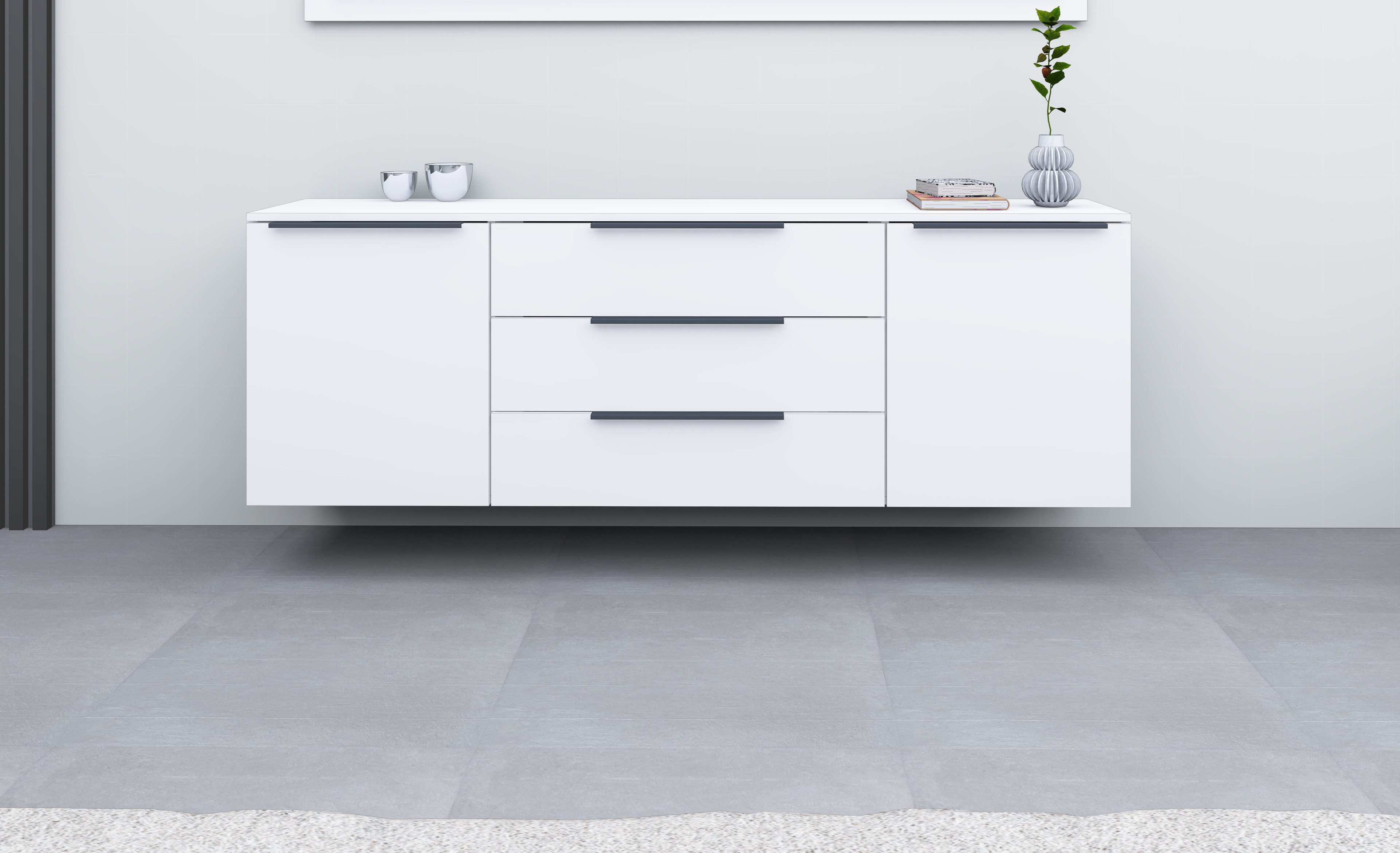 borchardt Möbel Kast Tom Aluminium grepen in grafietgrijs mat, in hoogte verstelbare legplanken dressoirs wit