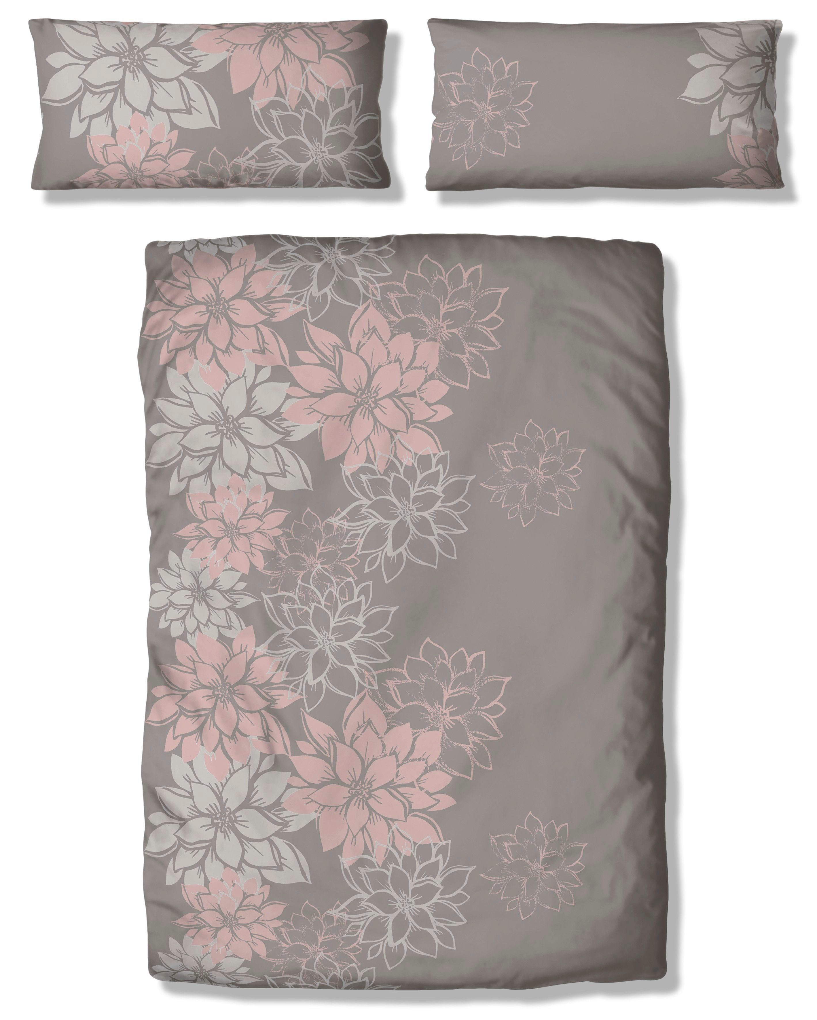 Home affaire Overtrekset Susan in mt. 135x200 of 155x220 cm in verschillende kwaliteiten, romantische dekbedovertrek met bloemen (2-delig)