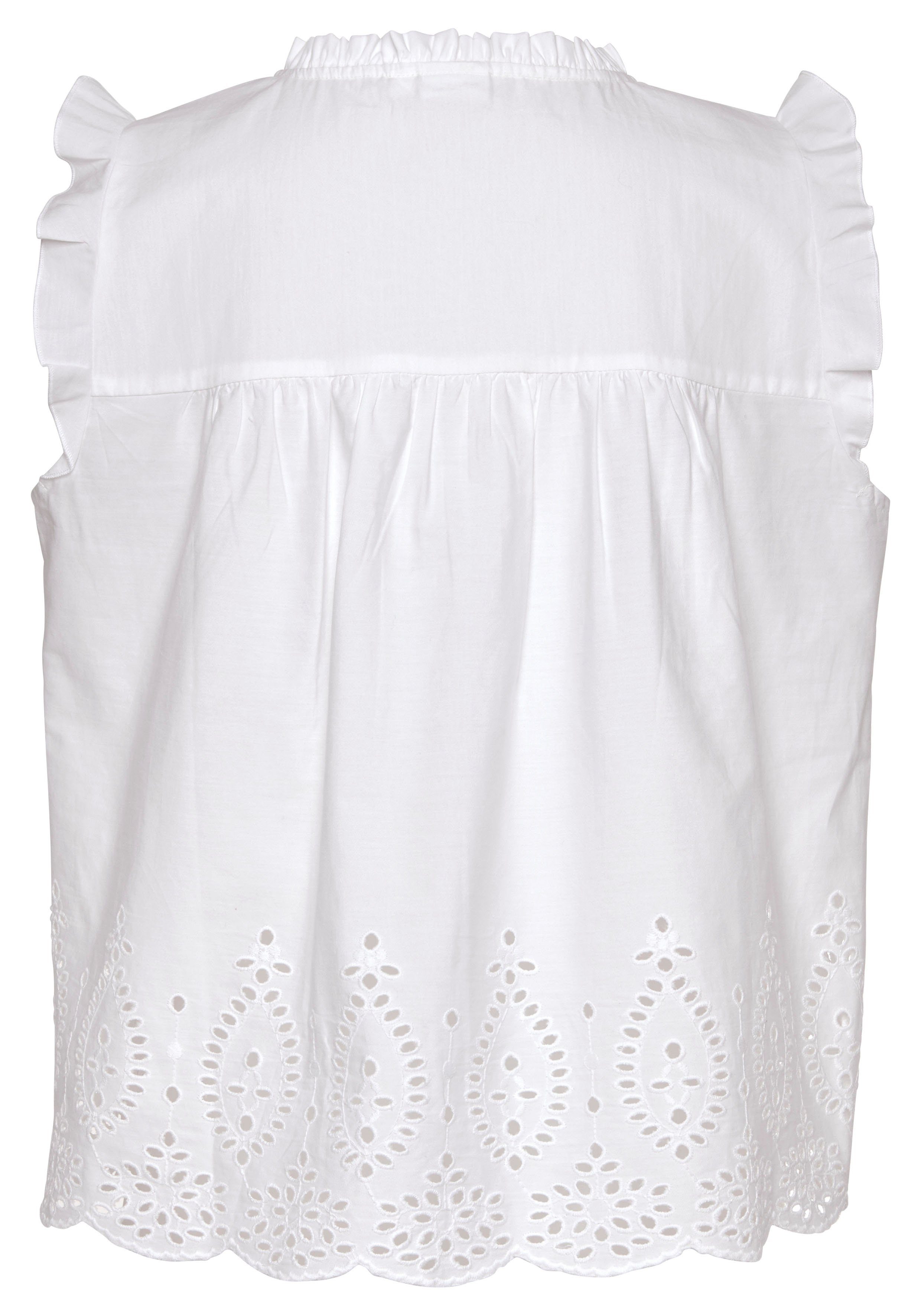 Vivance Blouse met korte mouwen met broderie anglaise en v-hals, blousetop, zomers