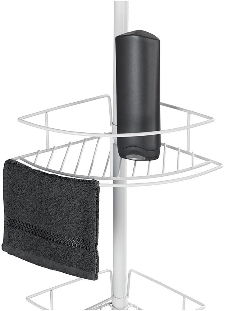 WENKO Telescooprek Modell Dolcedo met 4 planken voor douche en bad zonder boren, roestvrijstaal