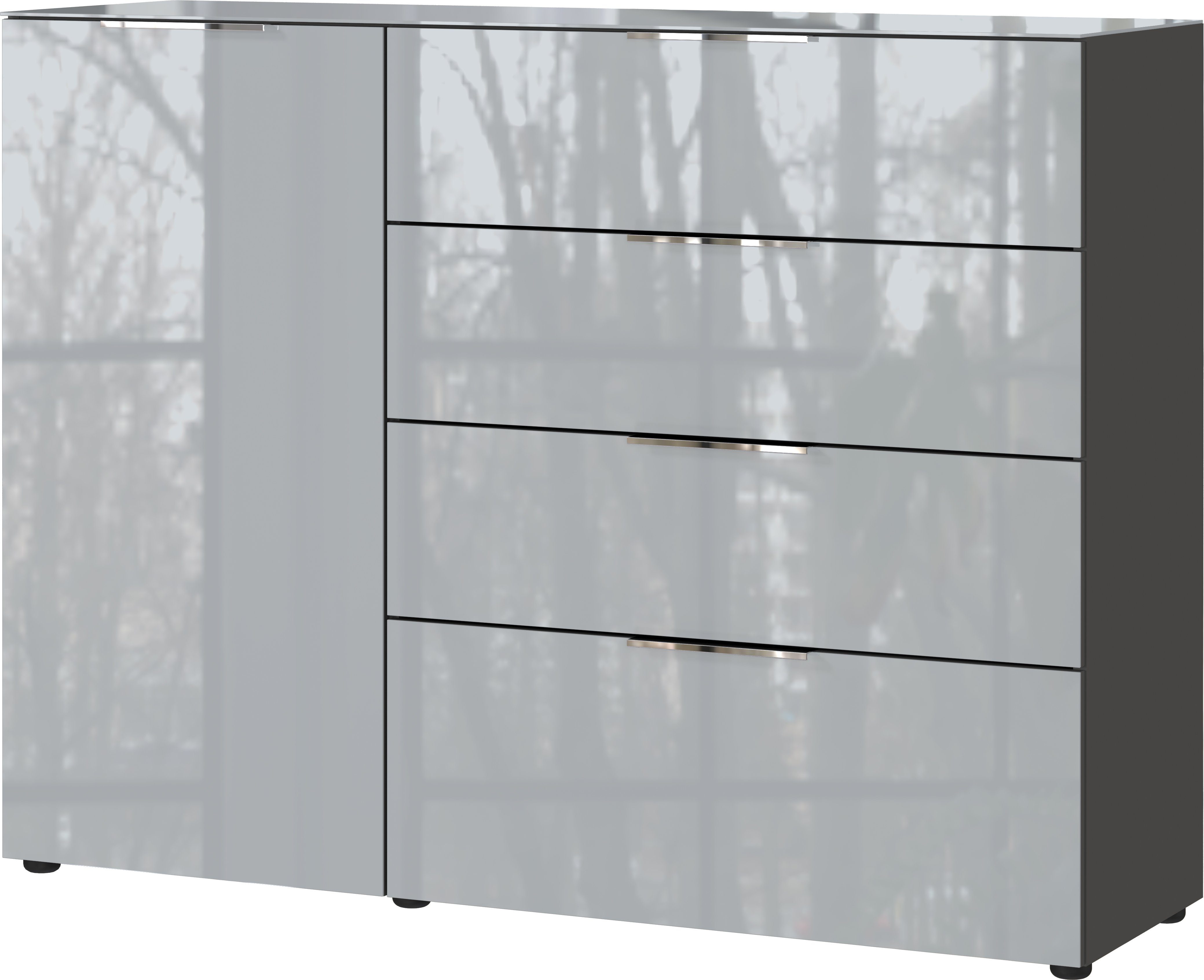 GERMANIA Dressoir OAKLAND in 2 breedten, fronten en bovenblad met glas-inlay
