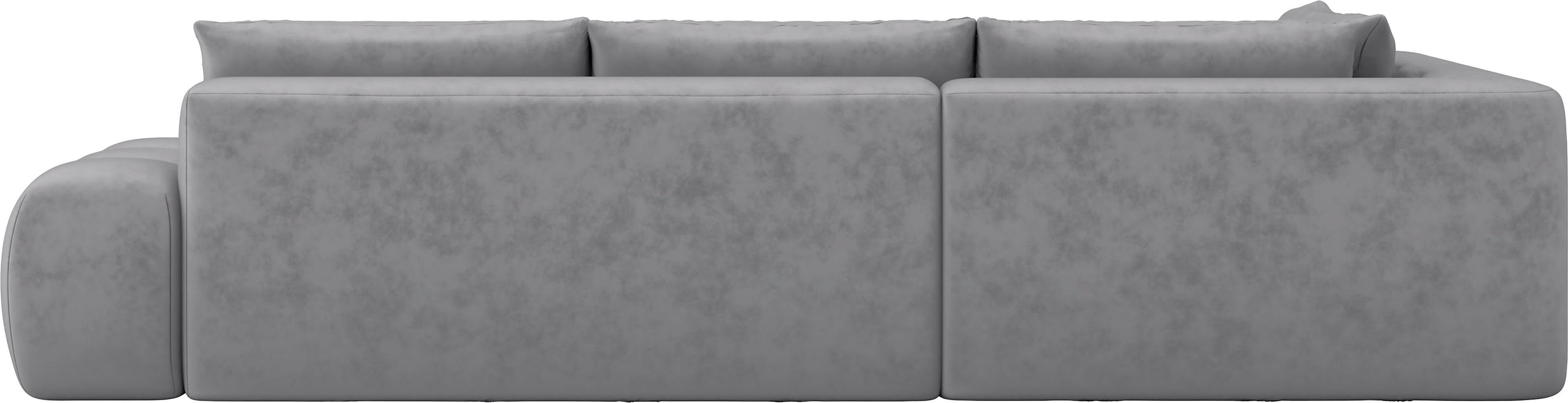 INOSIGN Hoekbank AZITA designsofa, elegant en comfortabel L-vorm, bubbel-look losse rugkussens, droomachtige stiksels, afmetingen b/d/h: 352/210/72 cm