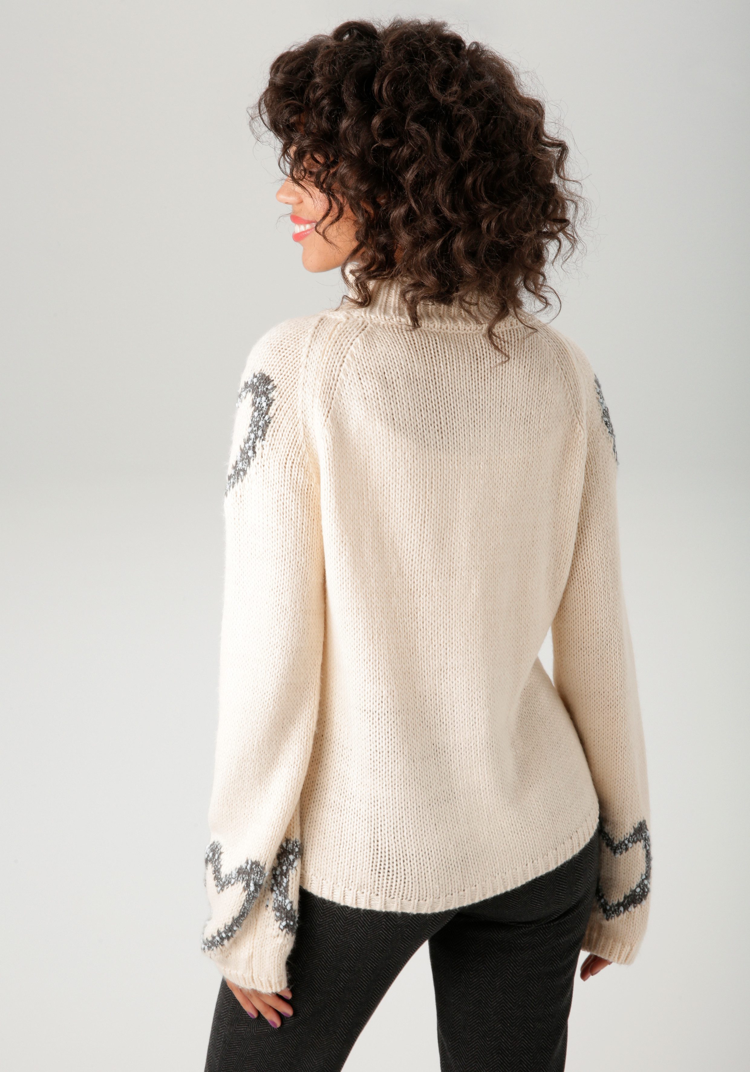 Aniston CASUAL Gebreide trui met ingebreide harten - nieuwe collectie