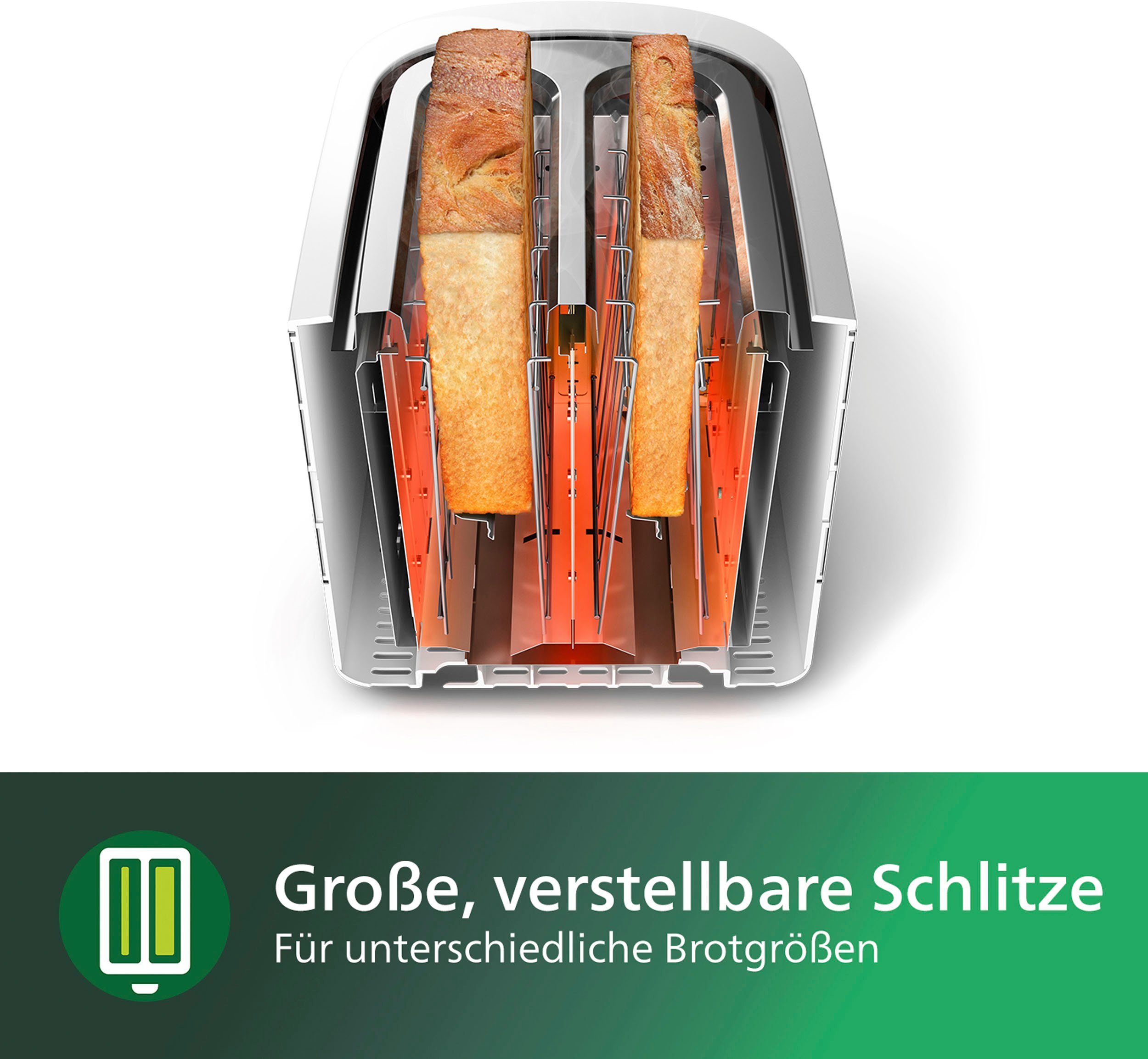 Philips Toaster HD2581/00 geïntegreerde opzethouder voor broodjes, wit