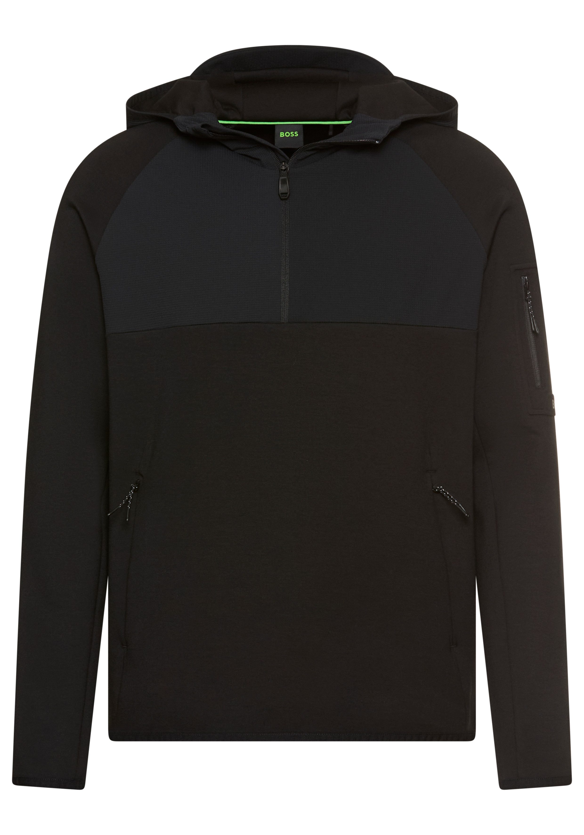 BOSS GREEN Hoodie QZ Urban Tech met ritszakken