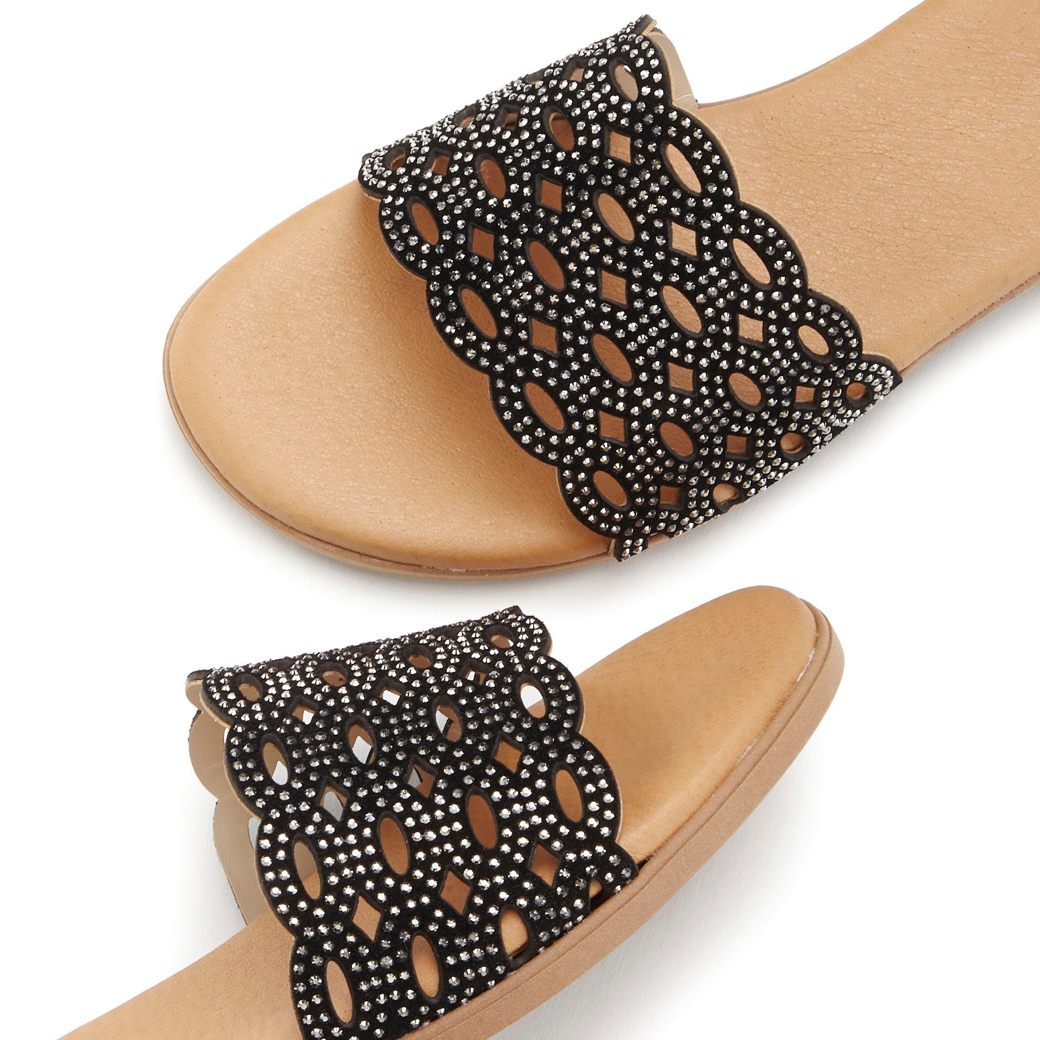 Lascana Slippers Mule, sandaal, open schoen van leer met kleine uitsparingen
