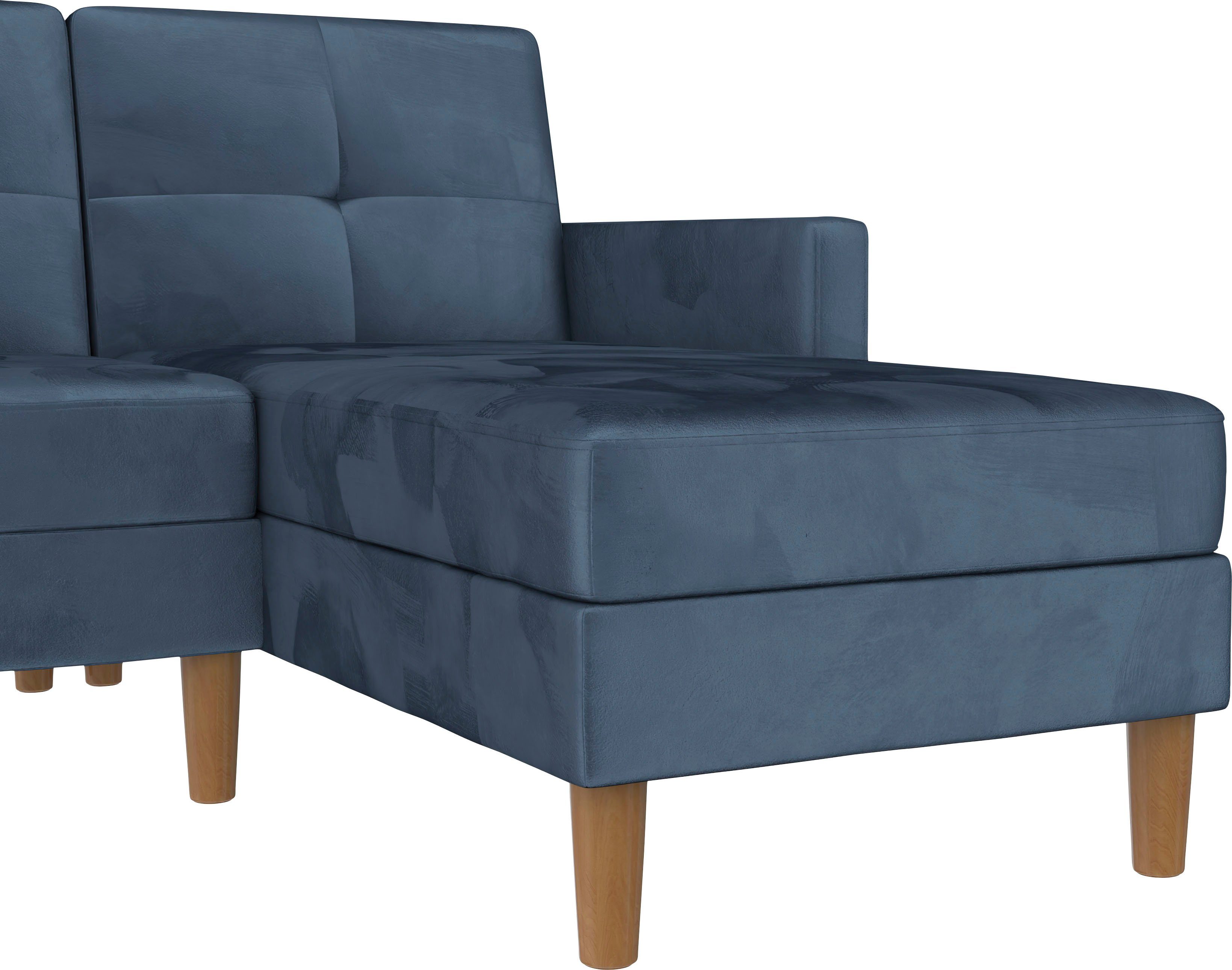 Dorel Home Hoekbank Lilly, L-vorm met bedfunctie, récamier aan beide kanten te monteren, zithoogte 43 cm