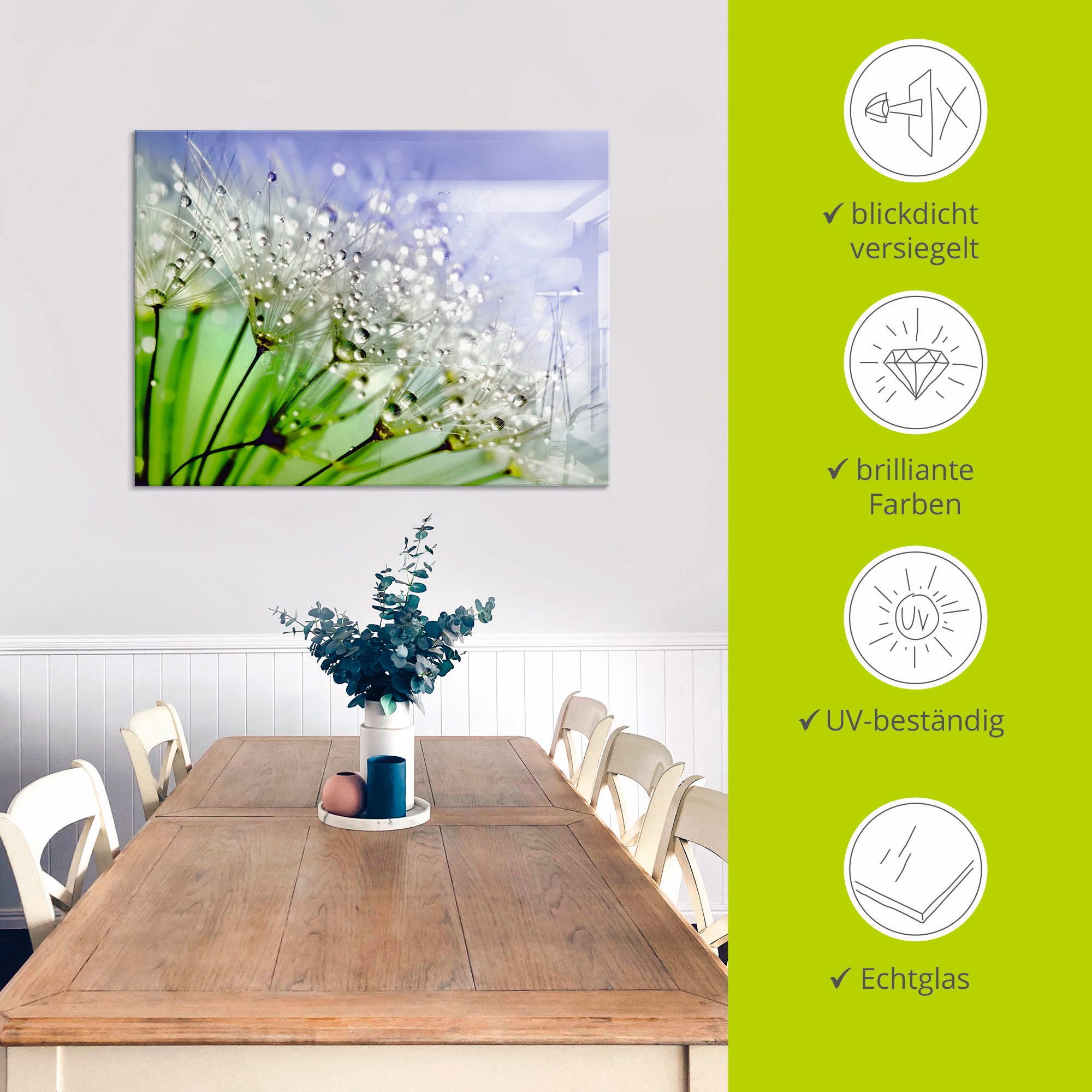 Artland Print op glas Glinsterende pluizenbol