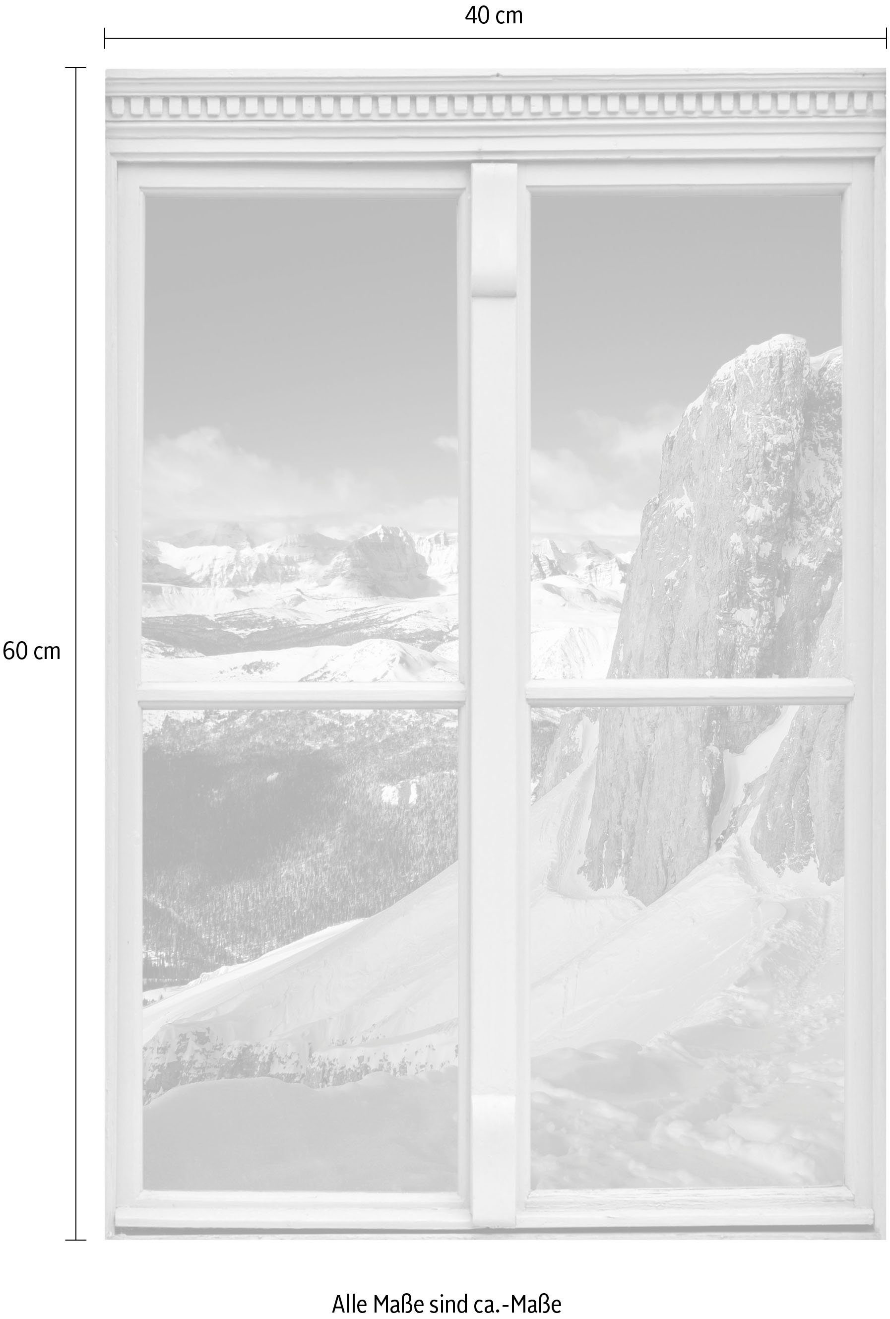 queence Wandfolie Besneeuwde bergen Muursticker, muurdecoratie, zelfklevend, 3D, raam