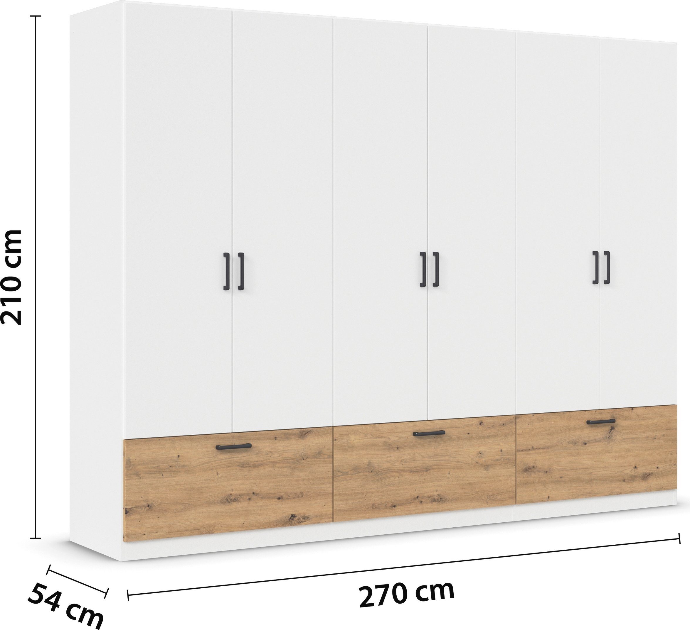 rauch Draaideurkast Kledingkast kast garderobe waskast BARI met lades en moderne greep in grijs metallic made in germany