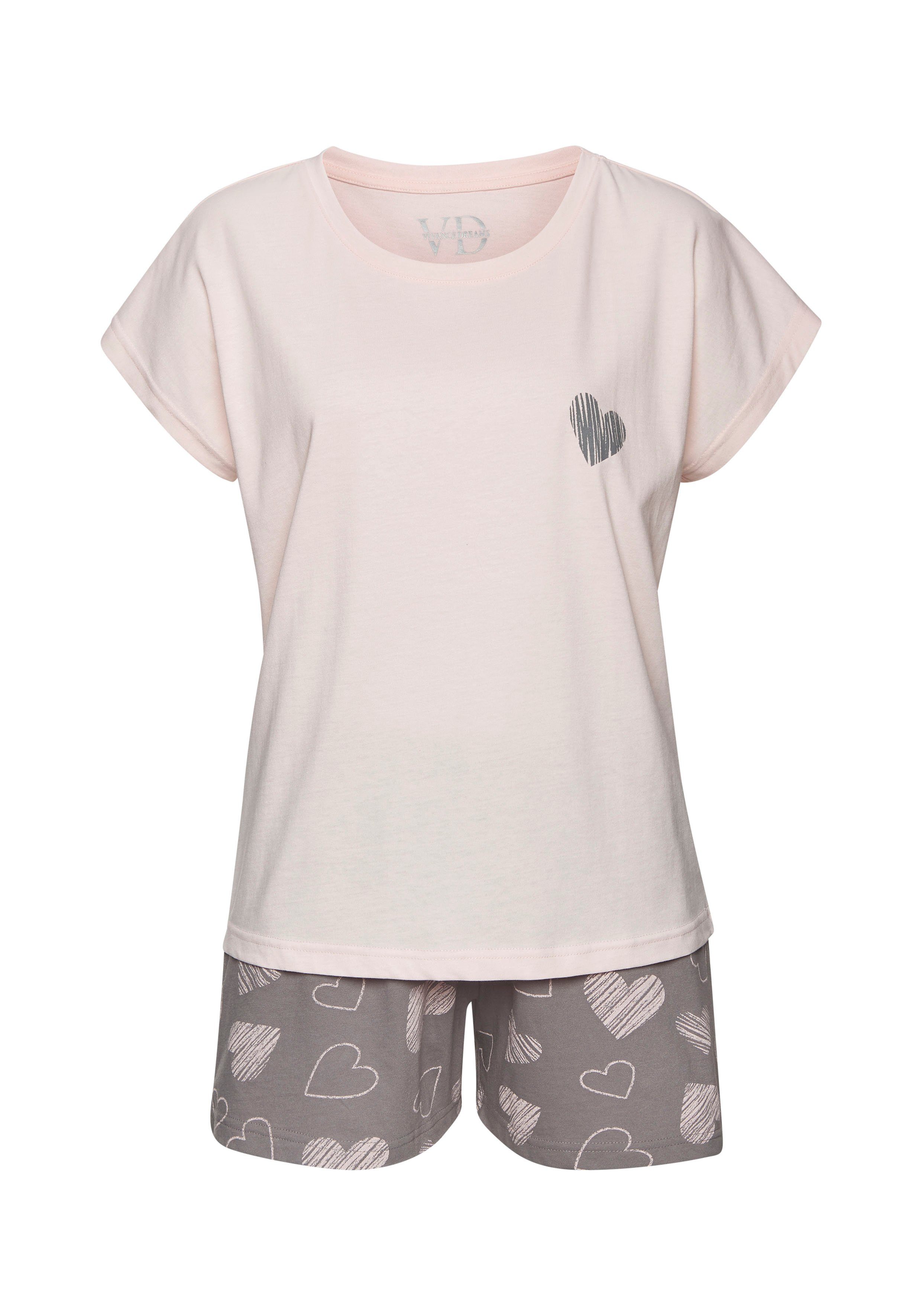 Vivance Dreams Shortama met leuke hartprint (Set van 2)
