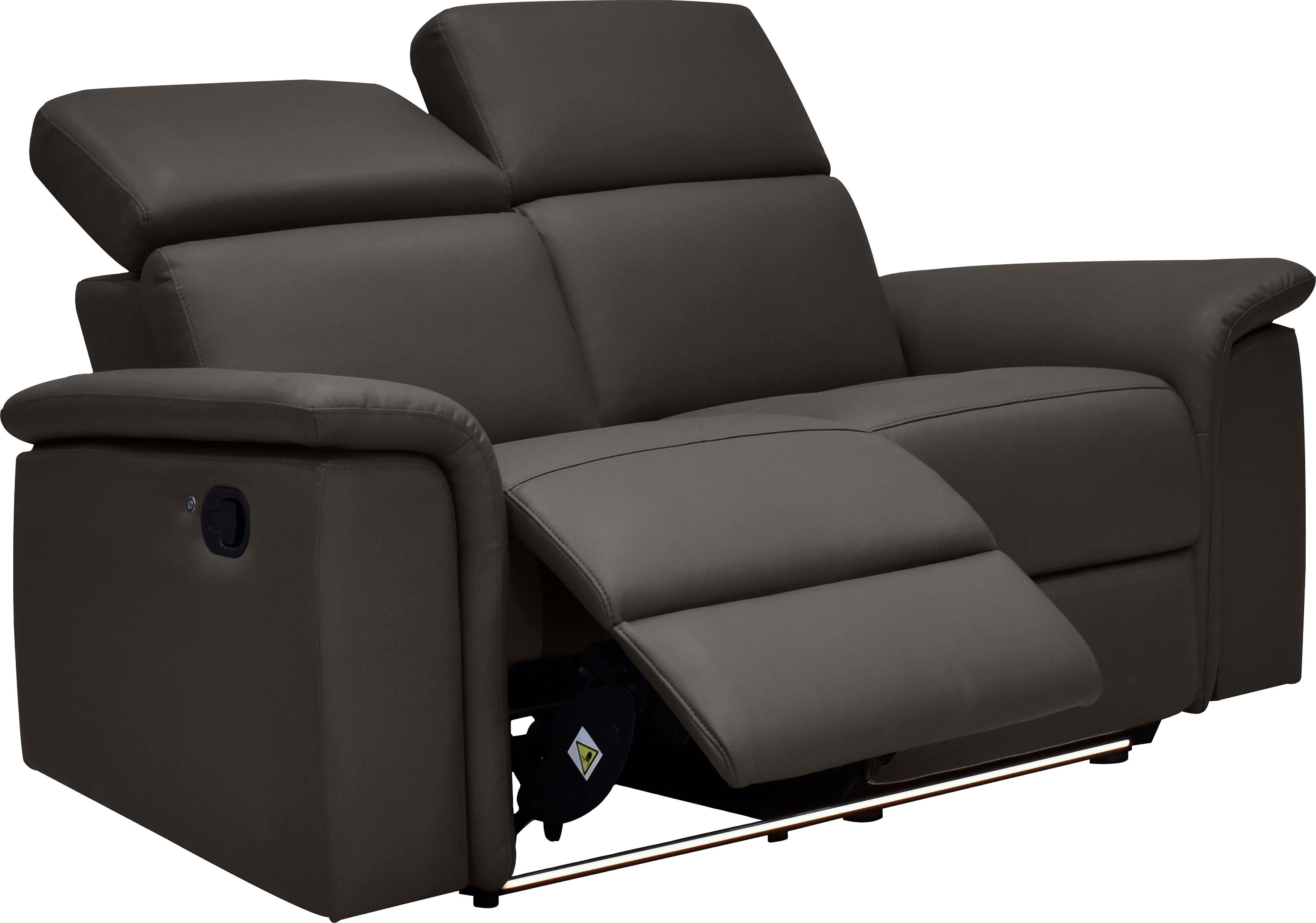 Places of Style 2-zitsbank Pareli 172 cm, handmatige en elektrische relaxfunctie USB, hoofdsteunverstelling, LED, in echt leer, kunstleer, web