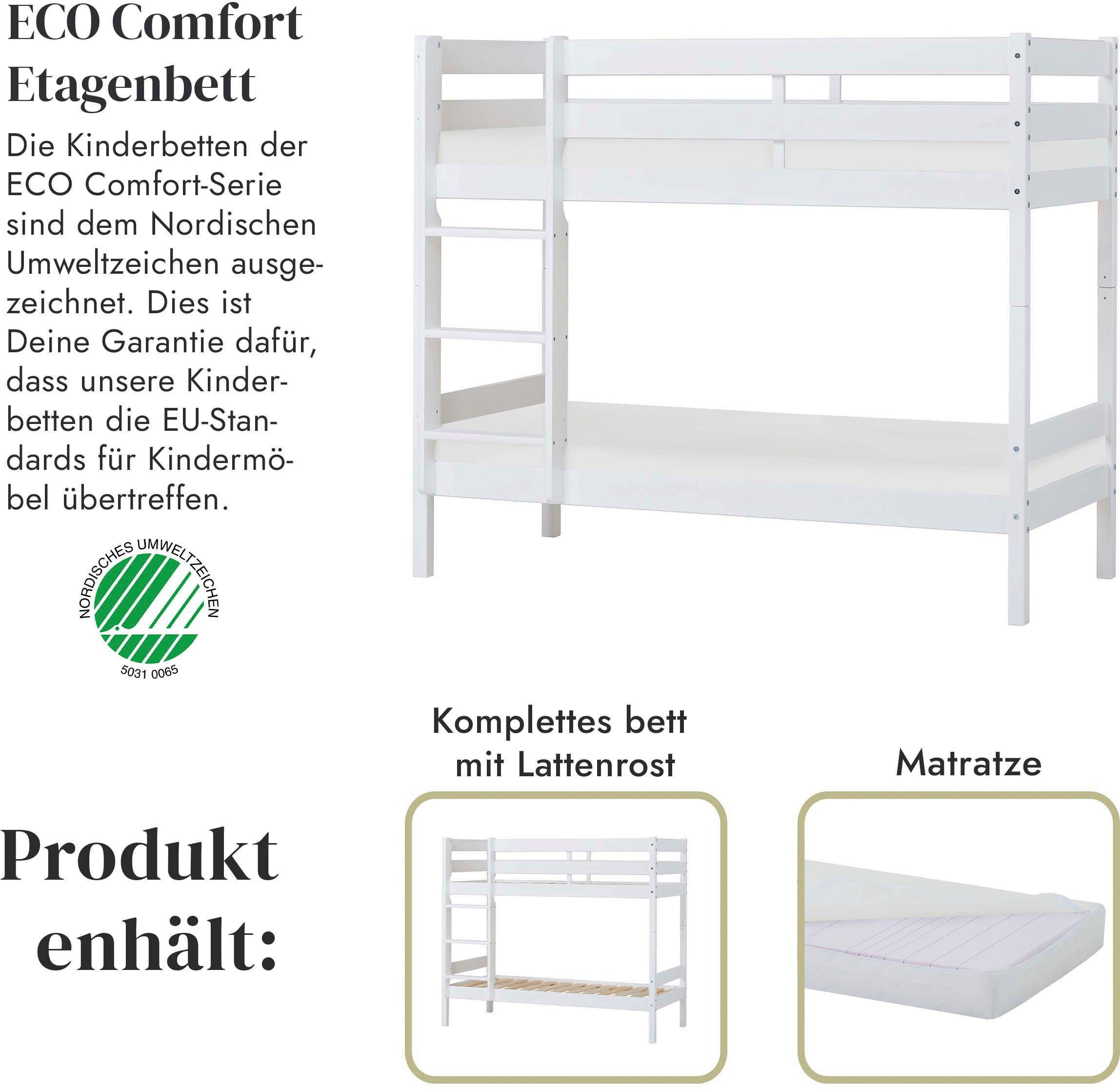 Hoppekids Stapelbed Eco comfort kinderbed 90x200 of 70x160 van massief hout in 4 kleuren