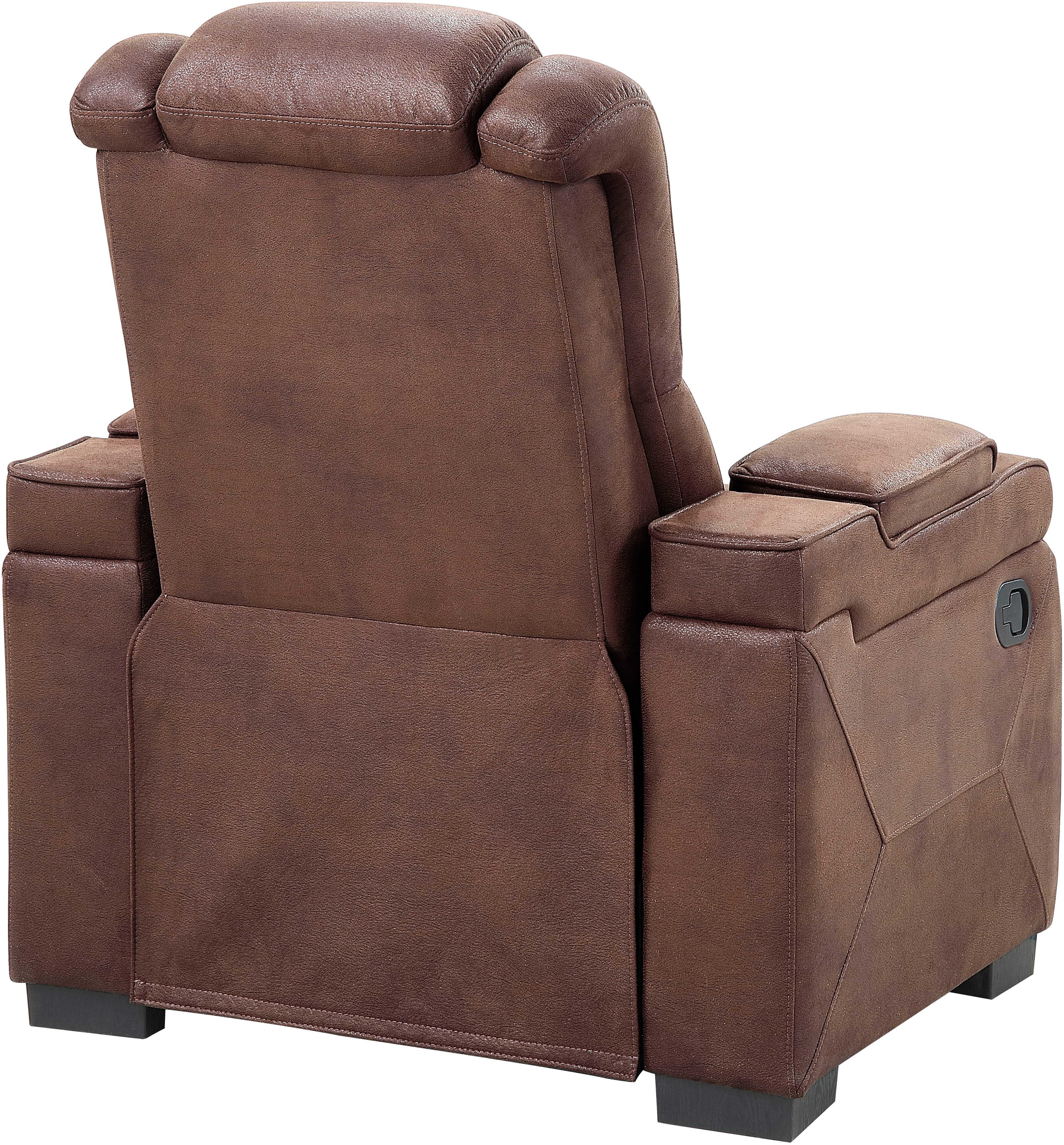 ATLANTIC home collection Relaxfauteuil Faris Relaxfunctie, bekerhouder en opbergruimte in armleuningen