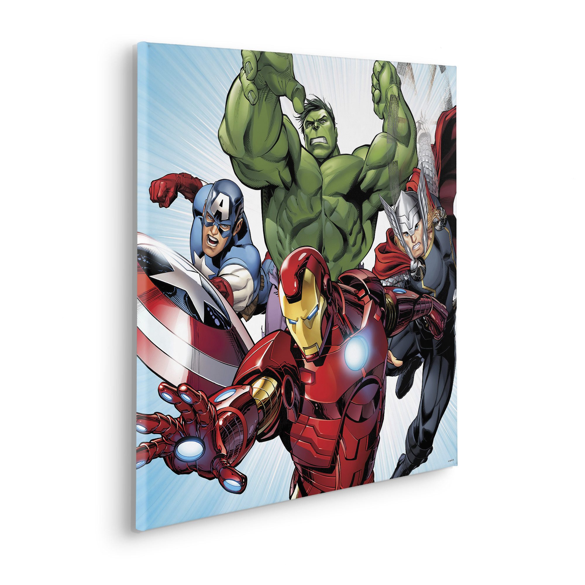 Komar Artprint op linnen Marvel Avengers Teampower 60 x 90 cm (breedte x hoogte) - kinderkamer, decoratie (1 stuk)