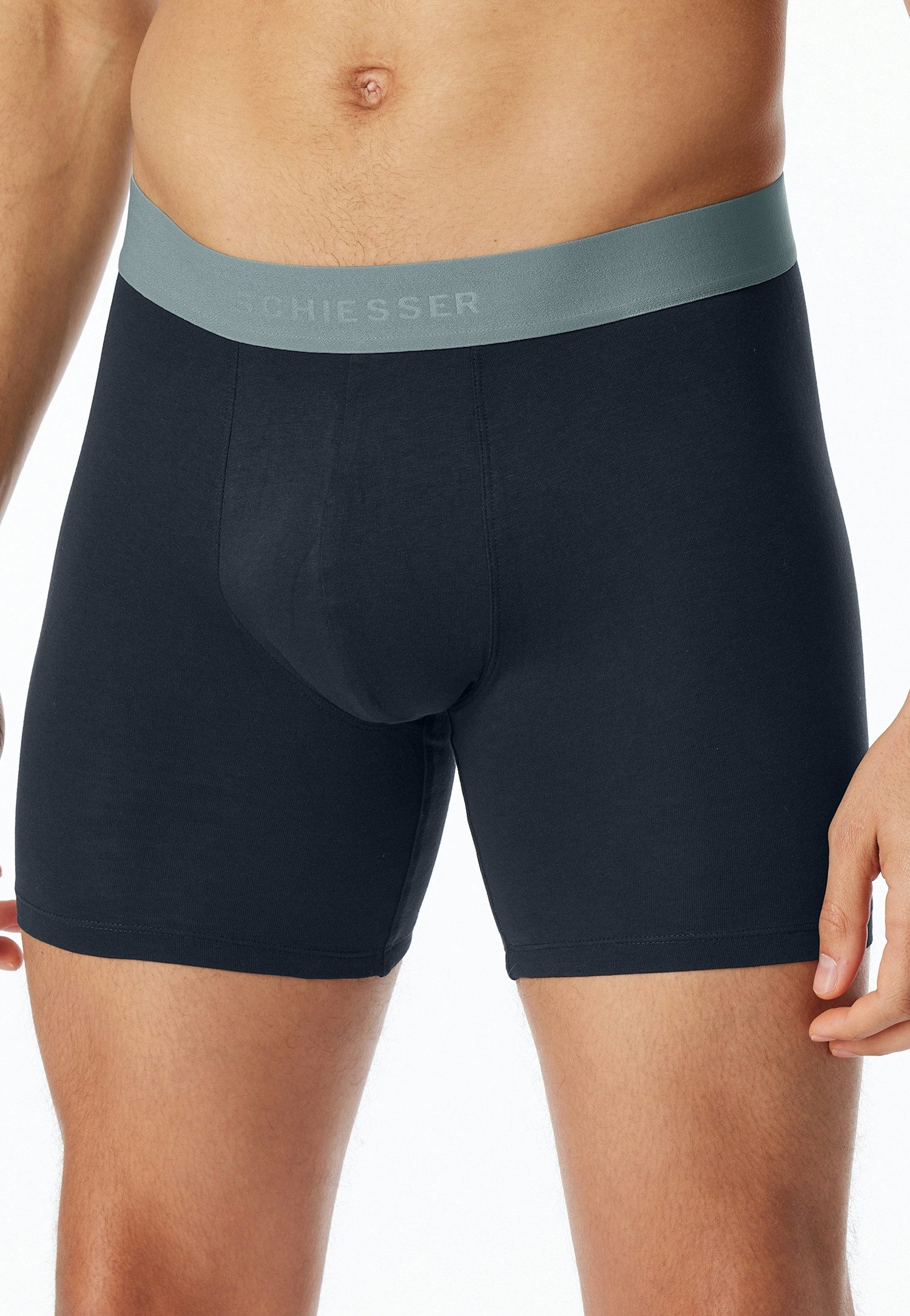 Schiesser Lange onderbroek 95/5 Multipacks met gekleurd sportief logo-webgummiband (Set van 2)