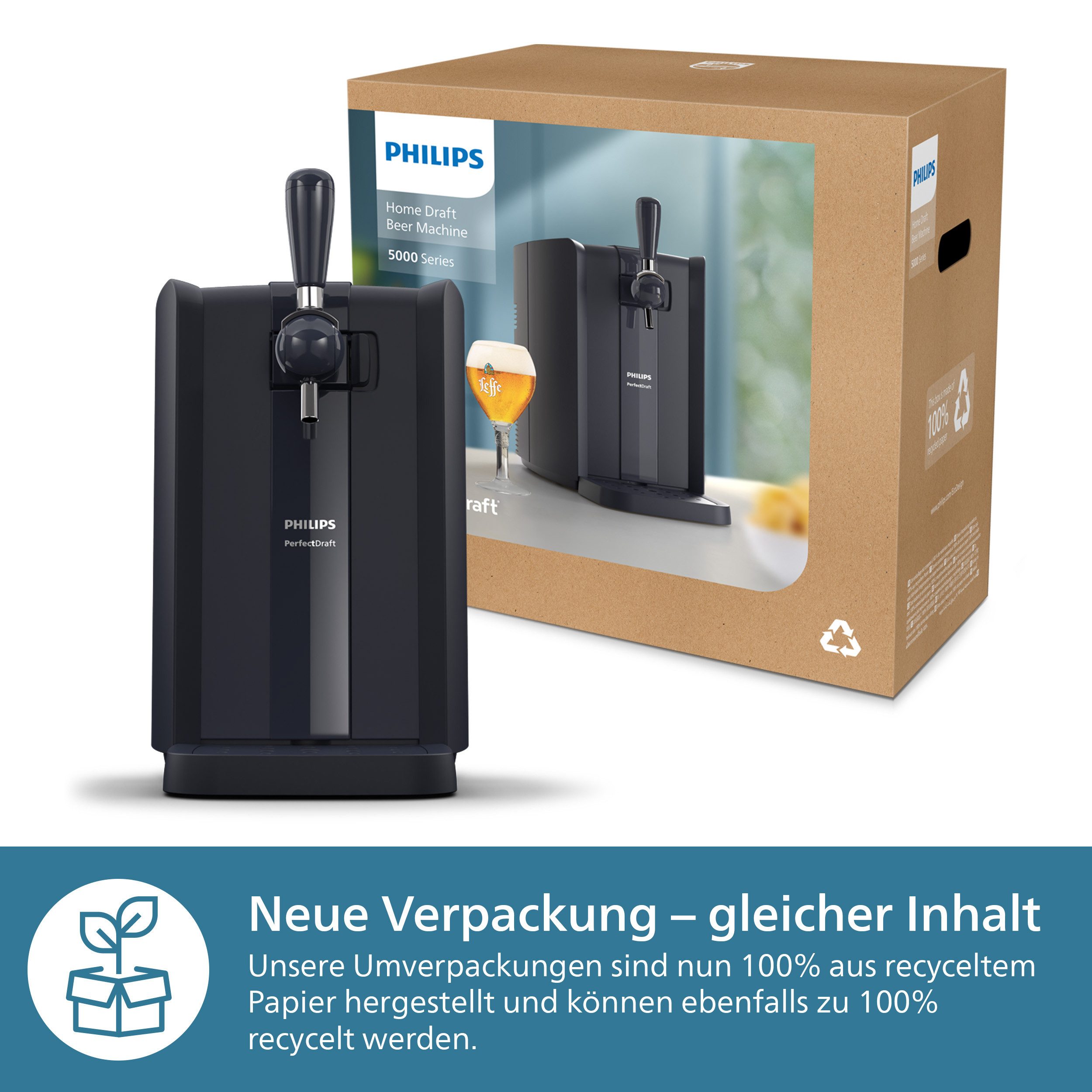 Philips Biertapinstallatie Perfect Draft 5000 Series HD3761/60 met 3 graden koeling en led-verlichting, donkerblauw