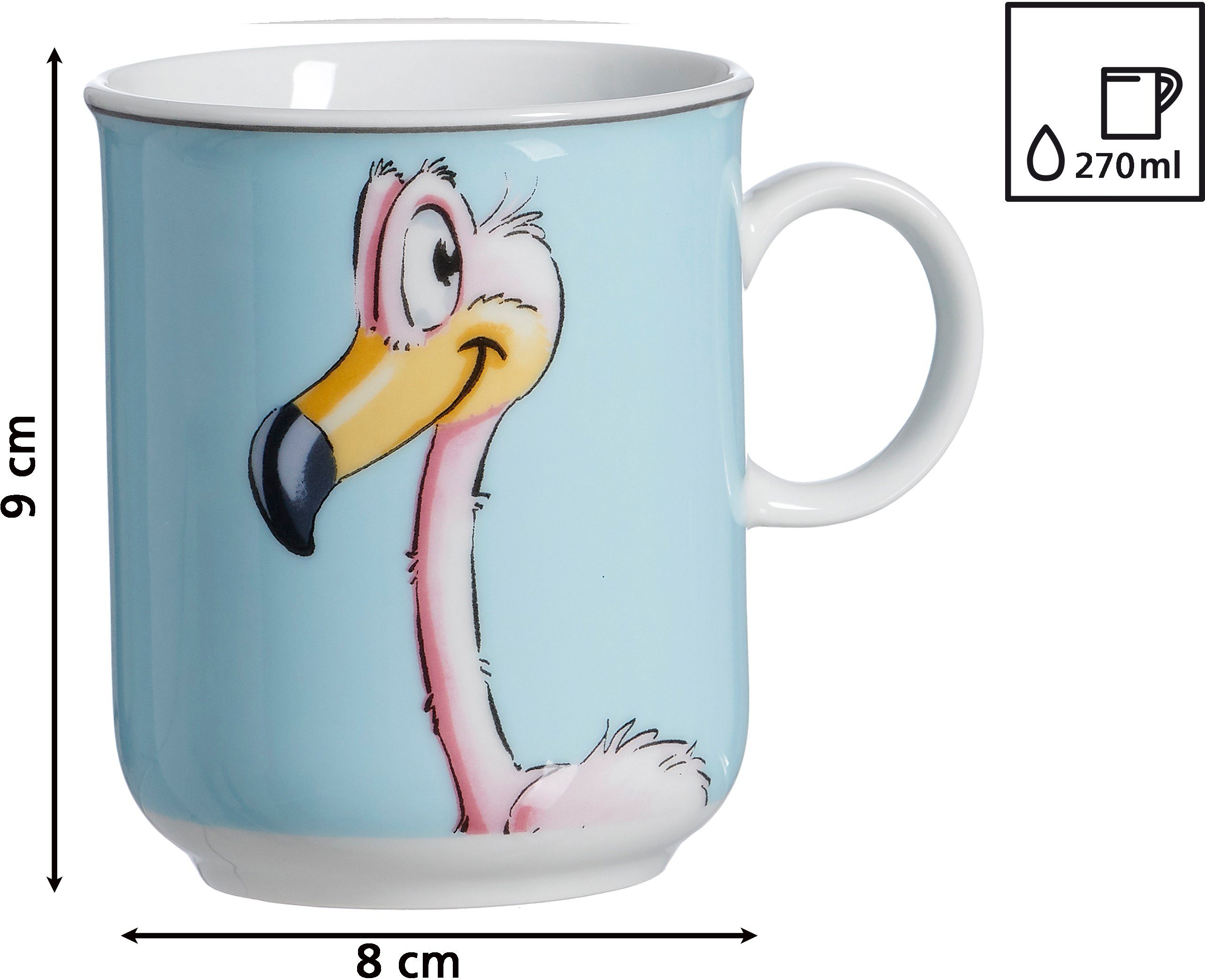 Ritzenhoff & Breker Kinderservies-set Happy Zoo, Flo met flamingodecor, 3 delen, voor 1 persoon (set, 3-delig)